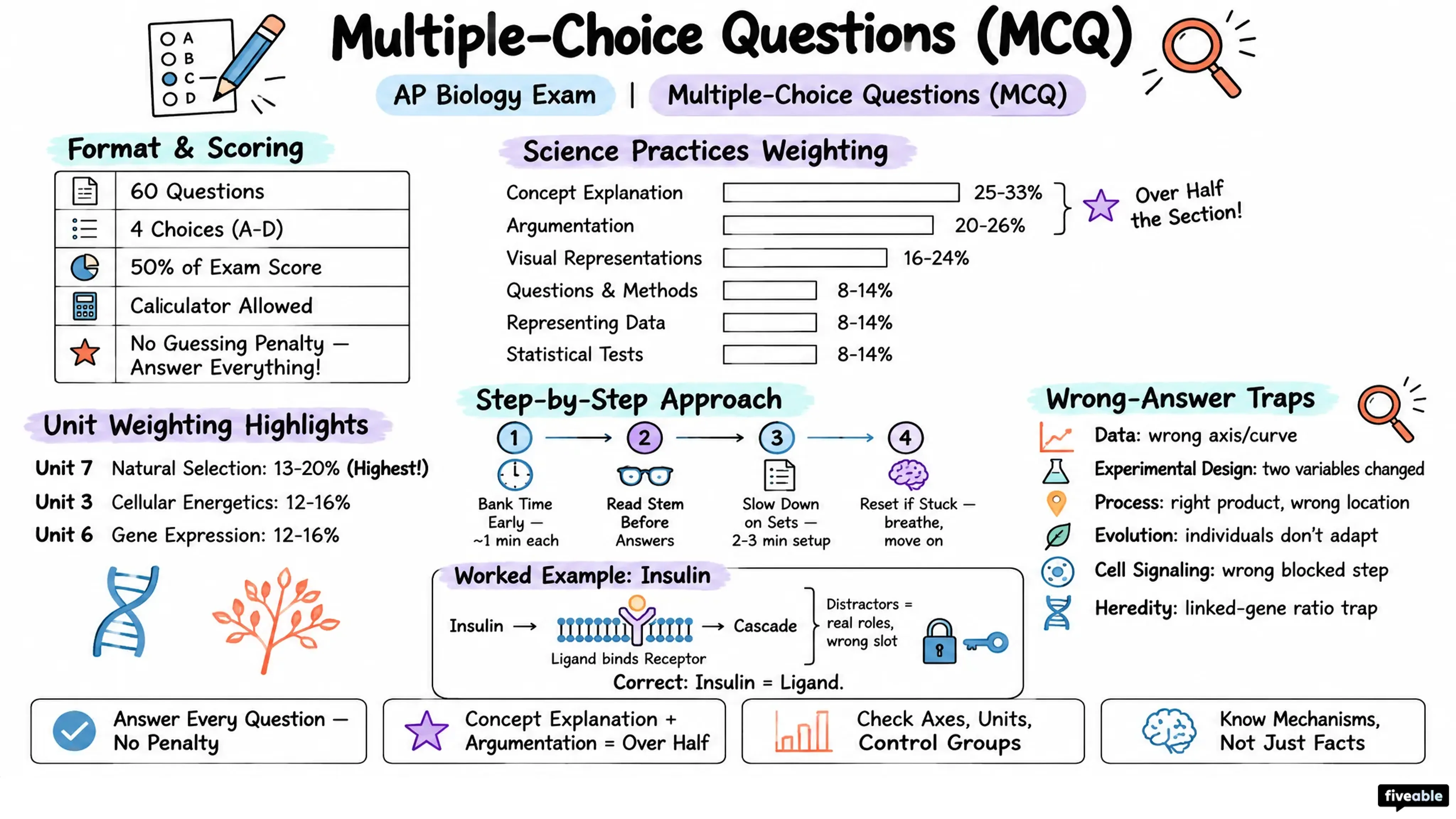 Multiple-Choice Questions (MCQ) - AP Biology - AP Biology Exam visual cheatsheet