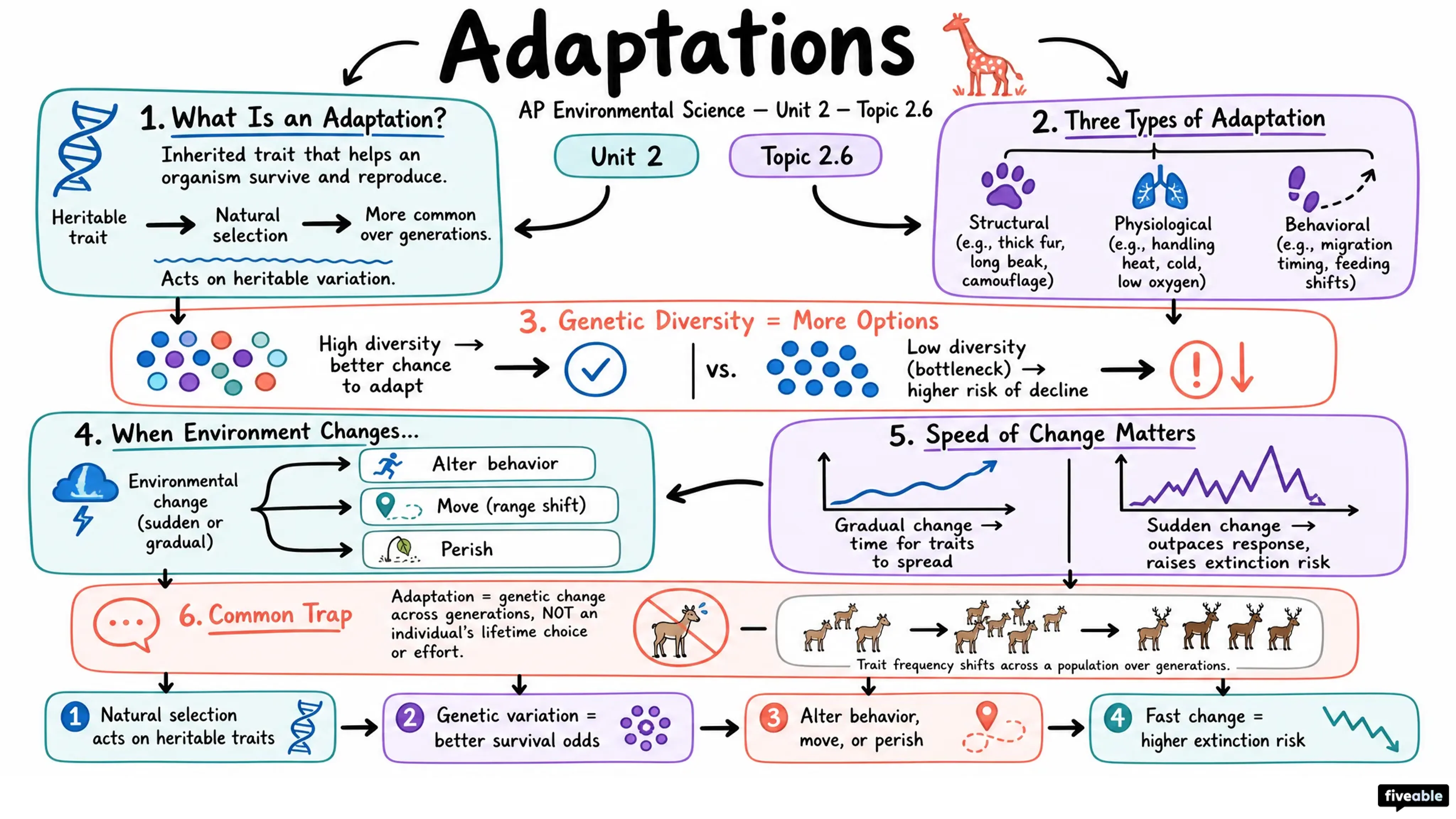2.6 Adaptations - AP Environmental Science - Unit 2 visual cheatsheet