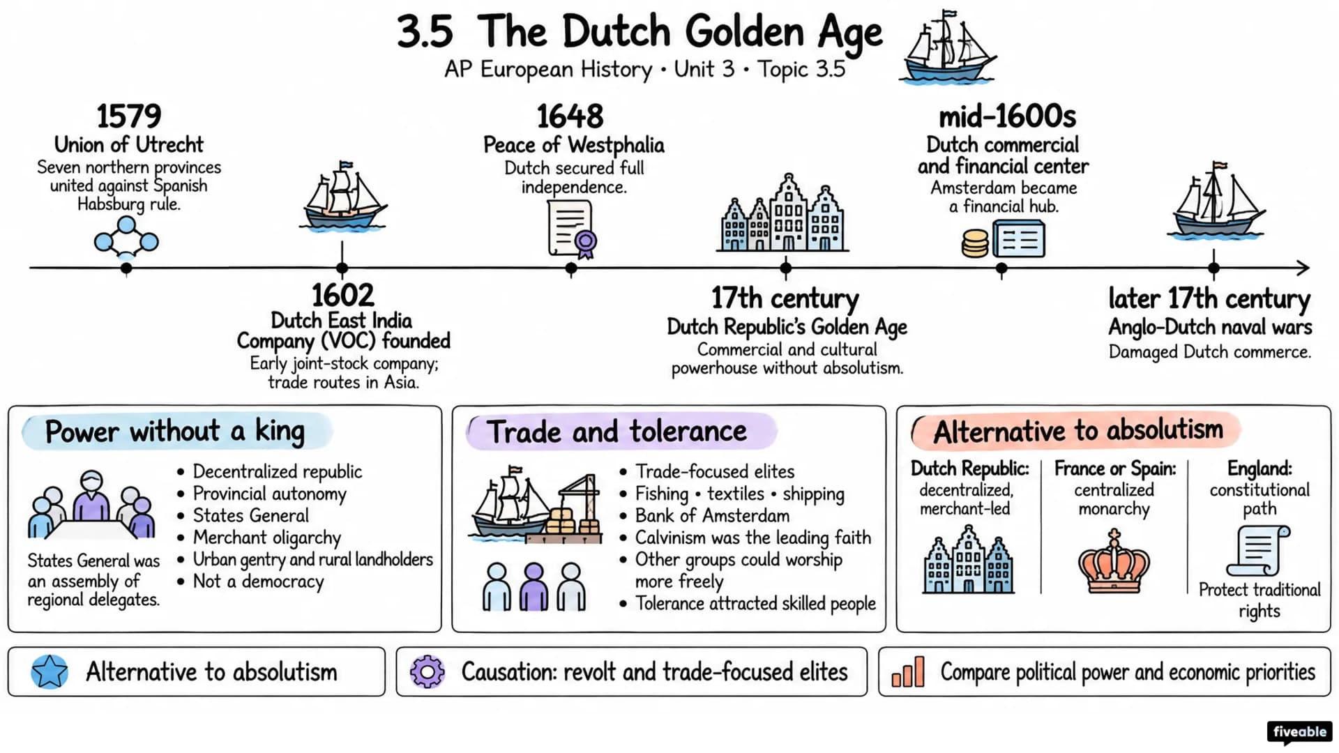 A timeline cheatsheet for AP Euro 3.5, The Dutch Golden Age