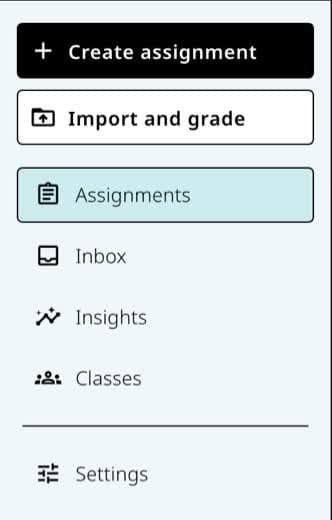 Teacher Workspace menu with Settings beneath Classes and above Print center.