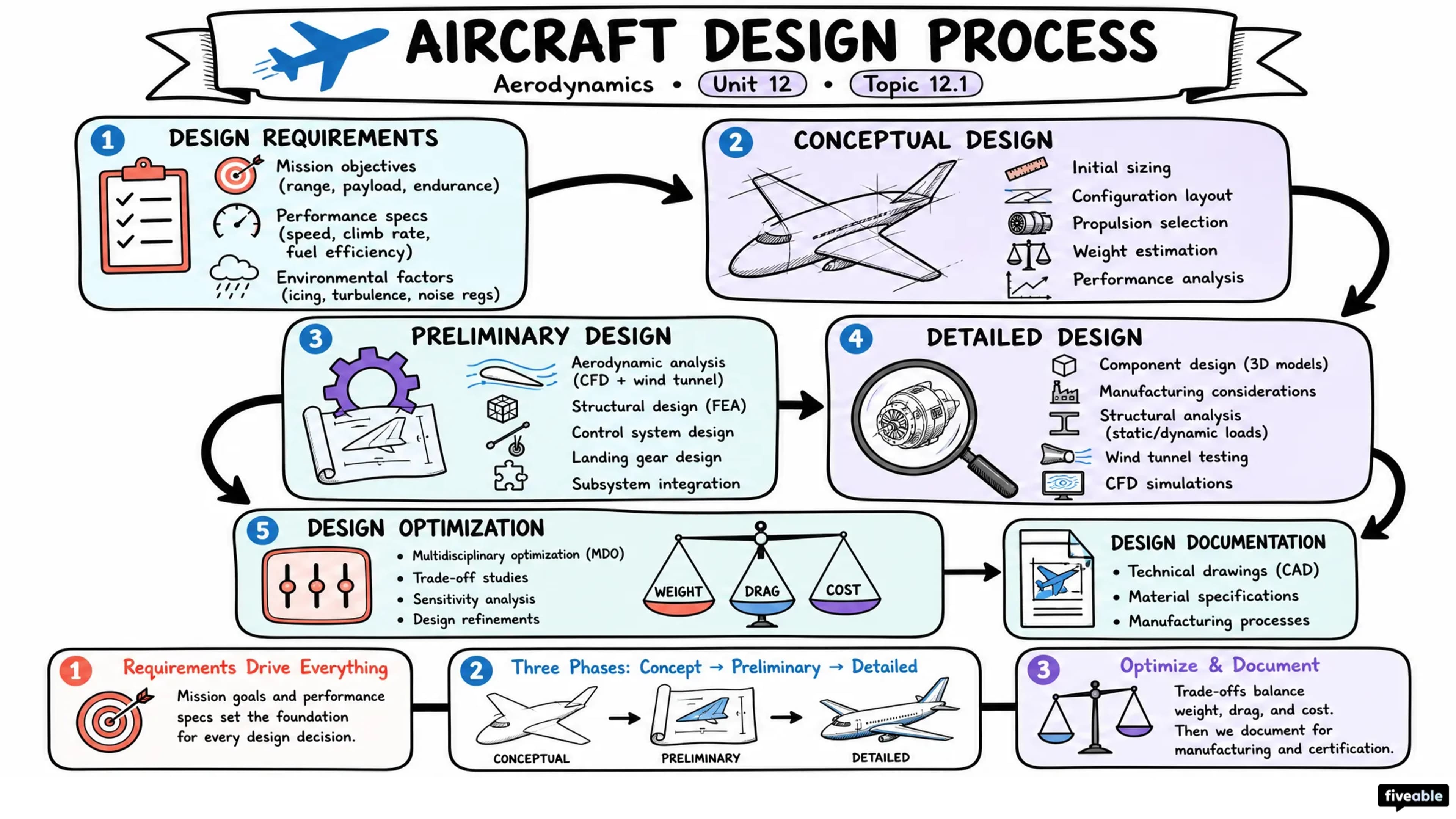 12.1 Aircraft design process - Aerodynamics - Unit 12 visual cheatsheet