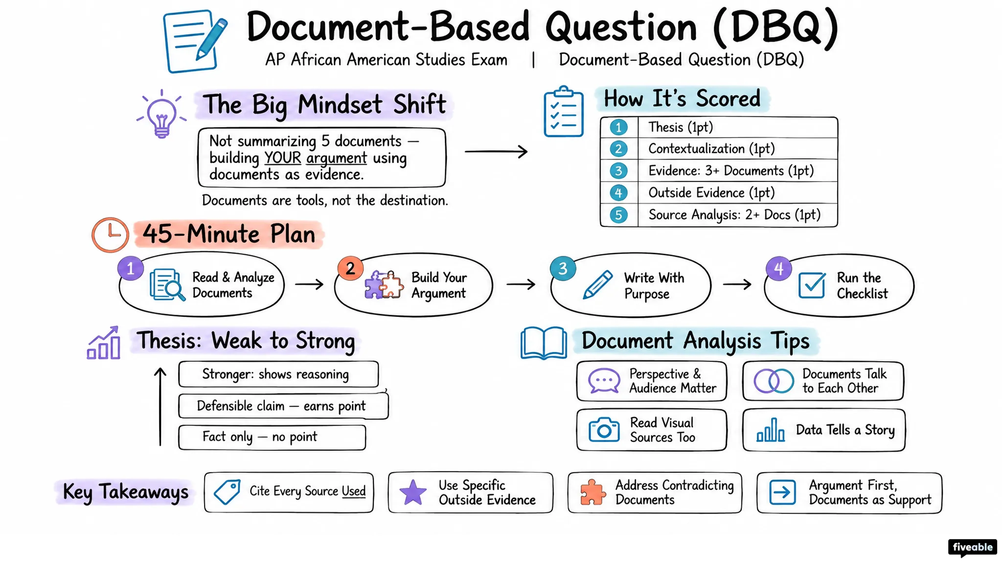 Document-Based Question (DBQ) - AP African American Studies - AP African American Studies Exam visual cheatsheet