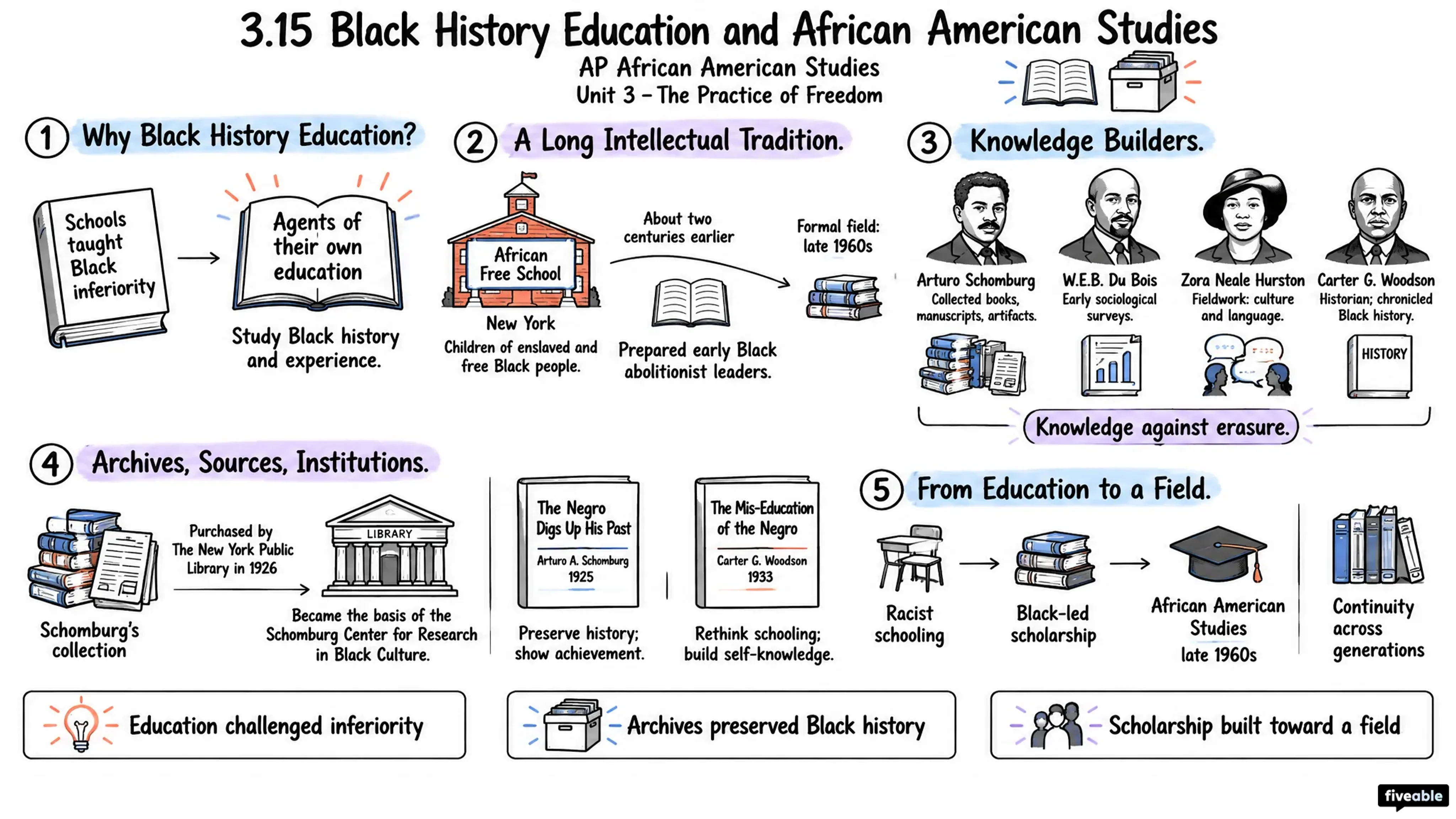3.15 Black History Education and African American Studies - AP African American Studies - Unit 3 visual cheatsheet