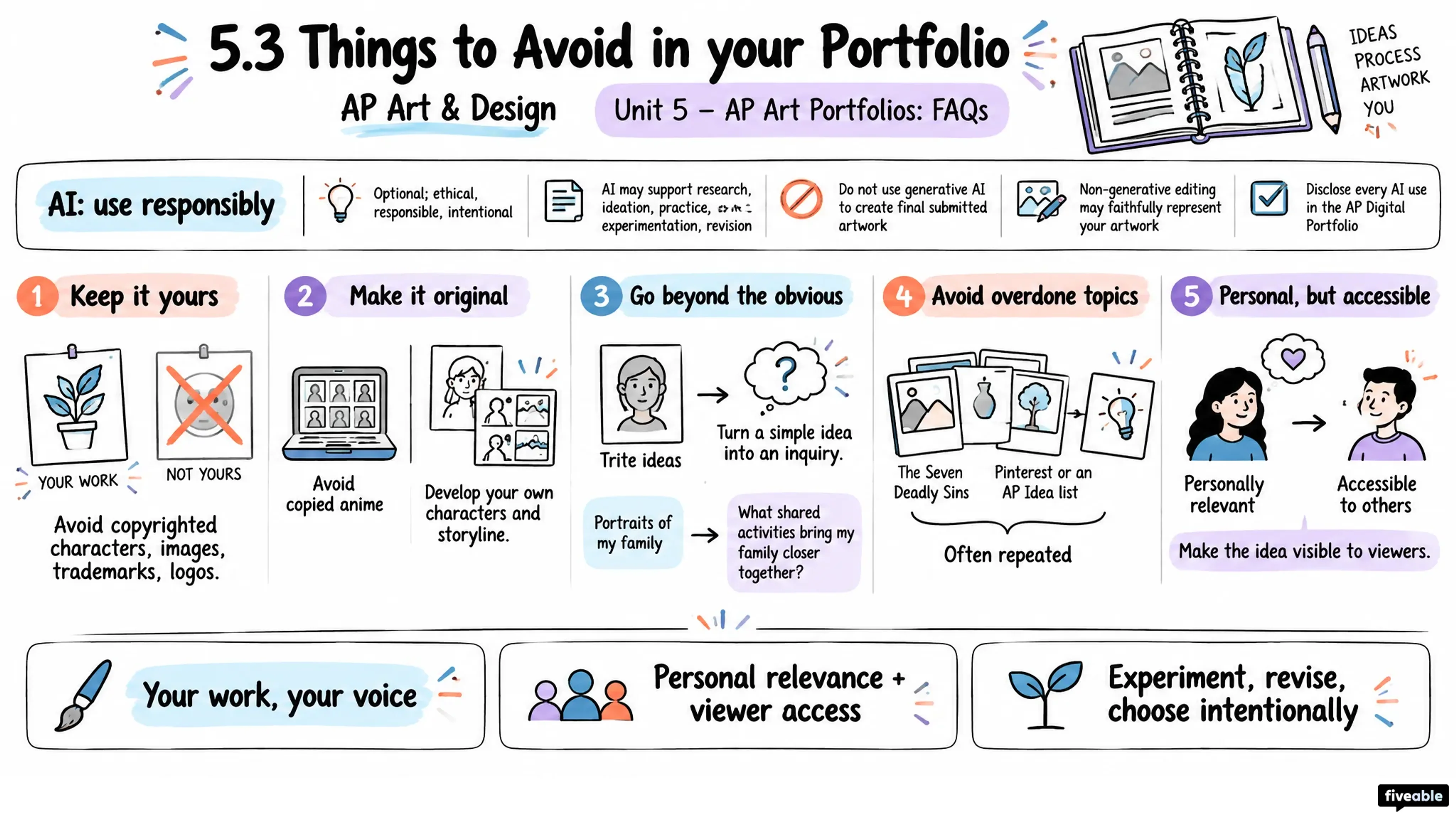 5.3 Things to Avoid in your Portfolio - AP Art & Design - AP Art Faqs visual cheatsheet
