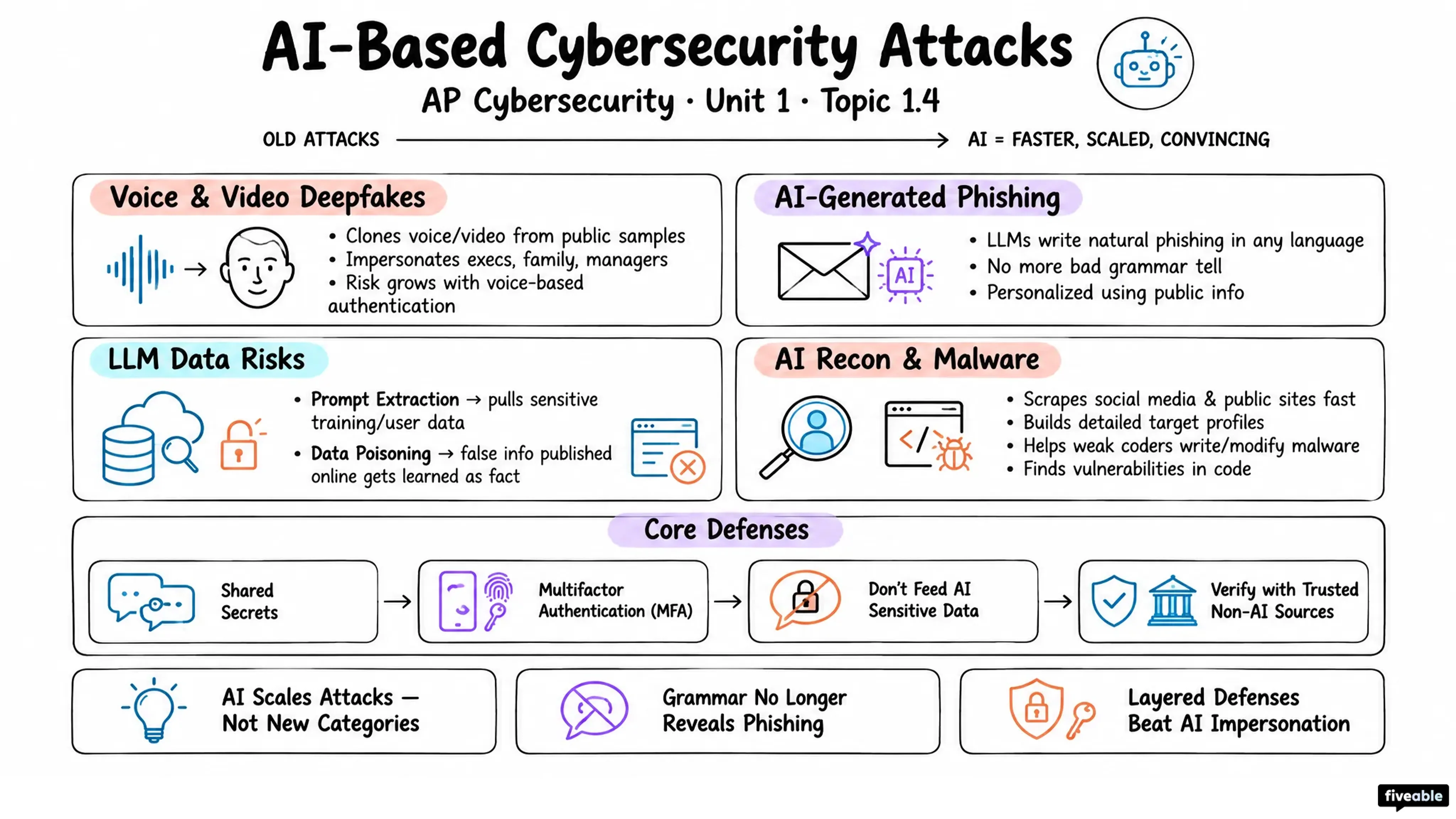 1.4 AI-Based Cybersecurity Attacks - AP Cybersecurity - Unit 1 visual cheatsheet