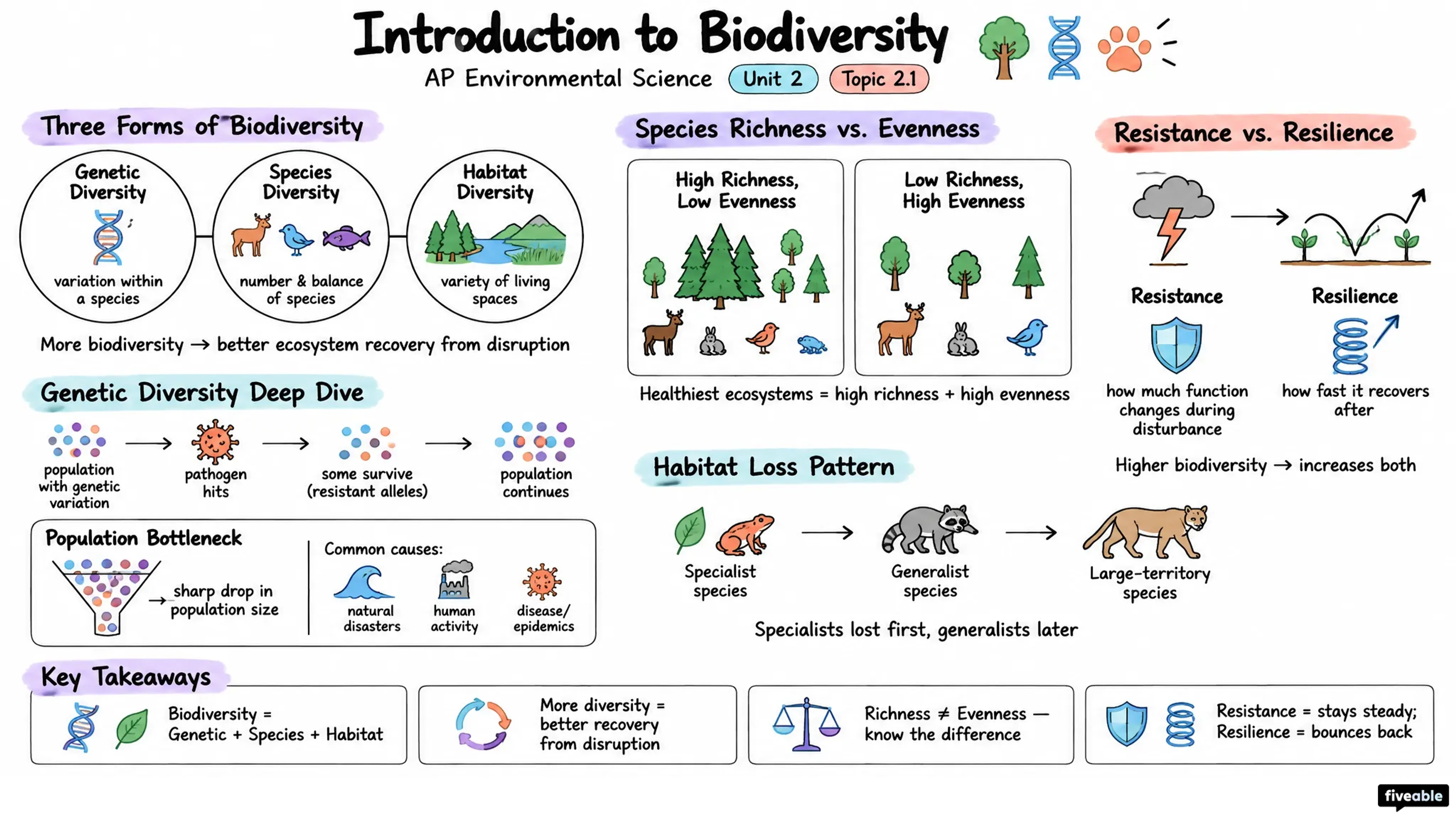 2.1 Introduction to Biodiversity - AP Environmental Science - Unit 2 visual cheatsheet