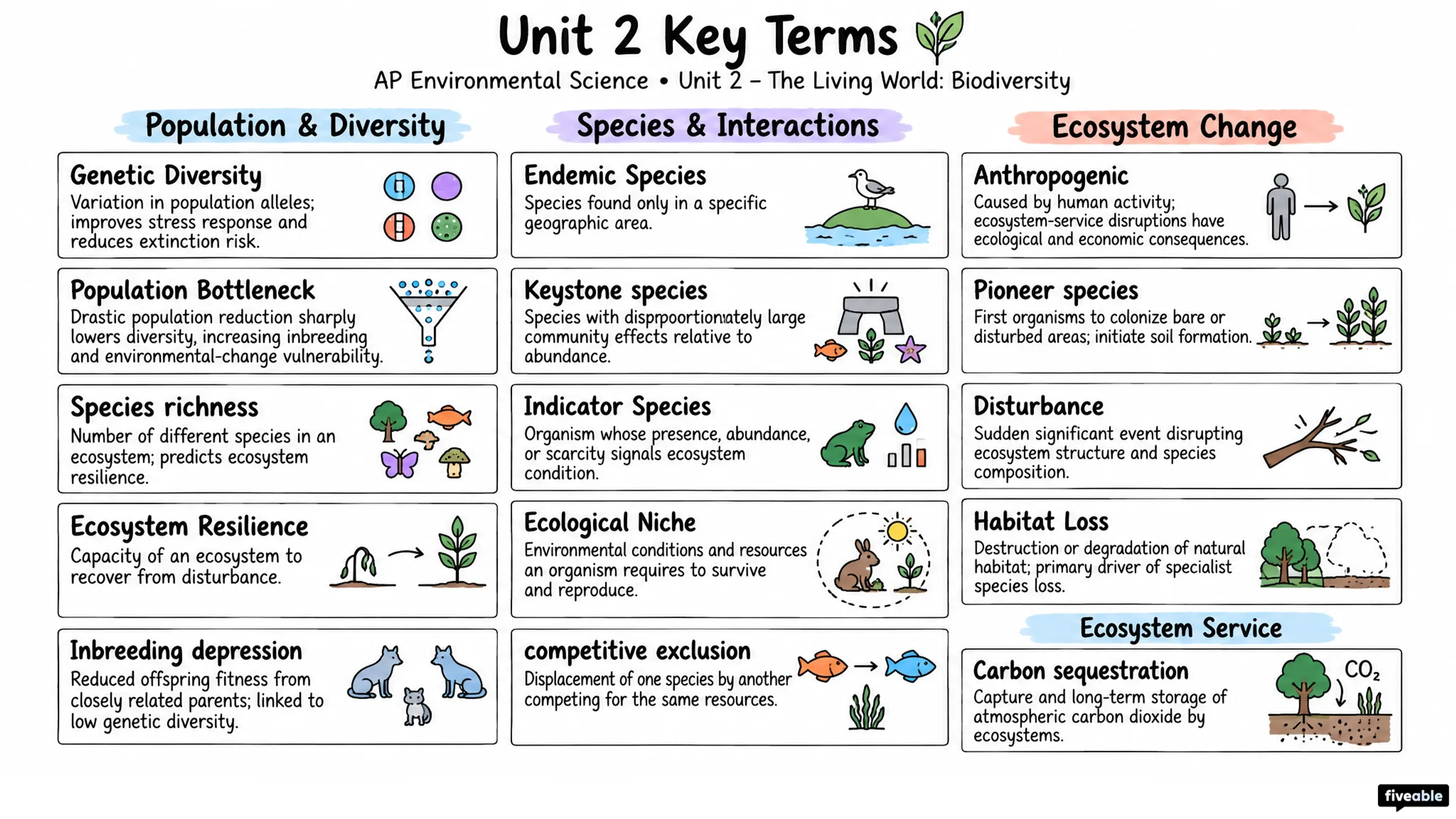 AP Environmental Science Unit 2 Key Terms - AP Environmental Science - Unit 2 visual cheatsheet