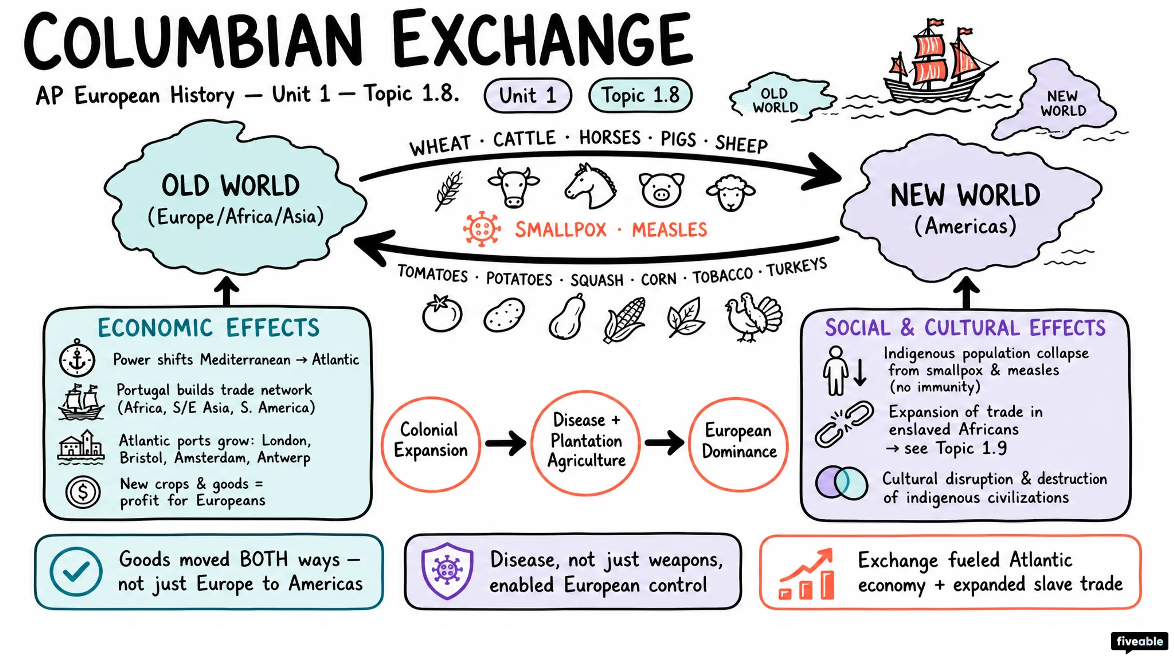1.8 Columbian Exchange - AP European History - Unit 1 visual cheatsheet