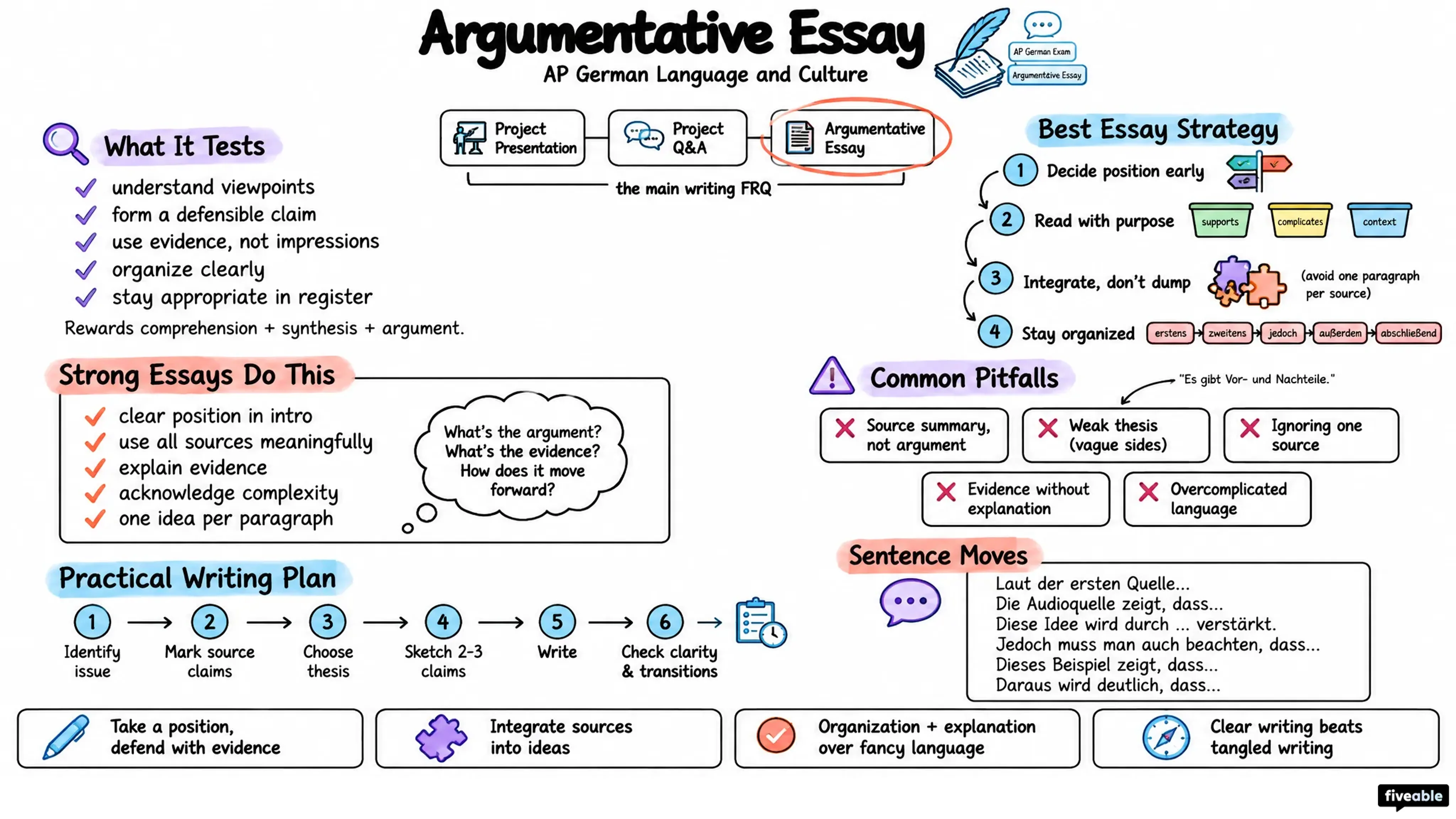 Argumentative Essay - AP German Language - AP German Exam visual cheatsheet