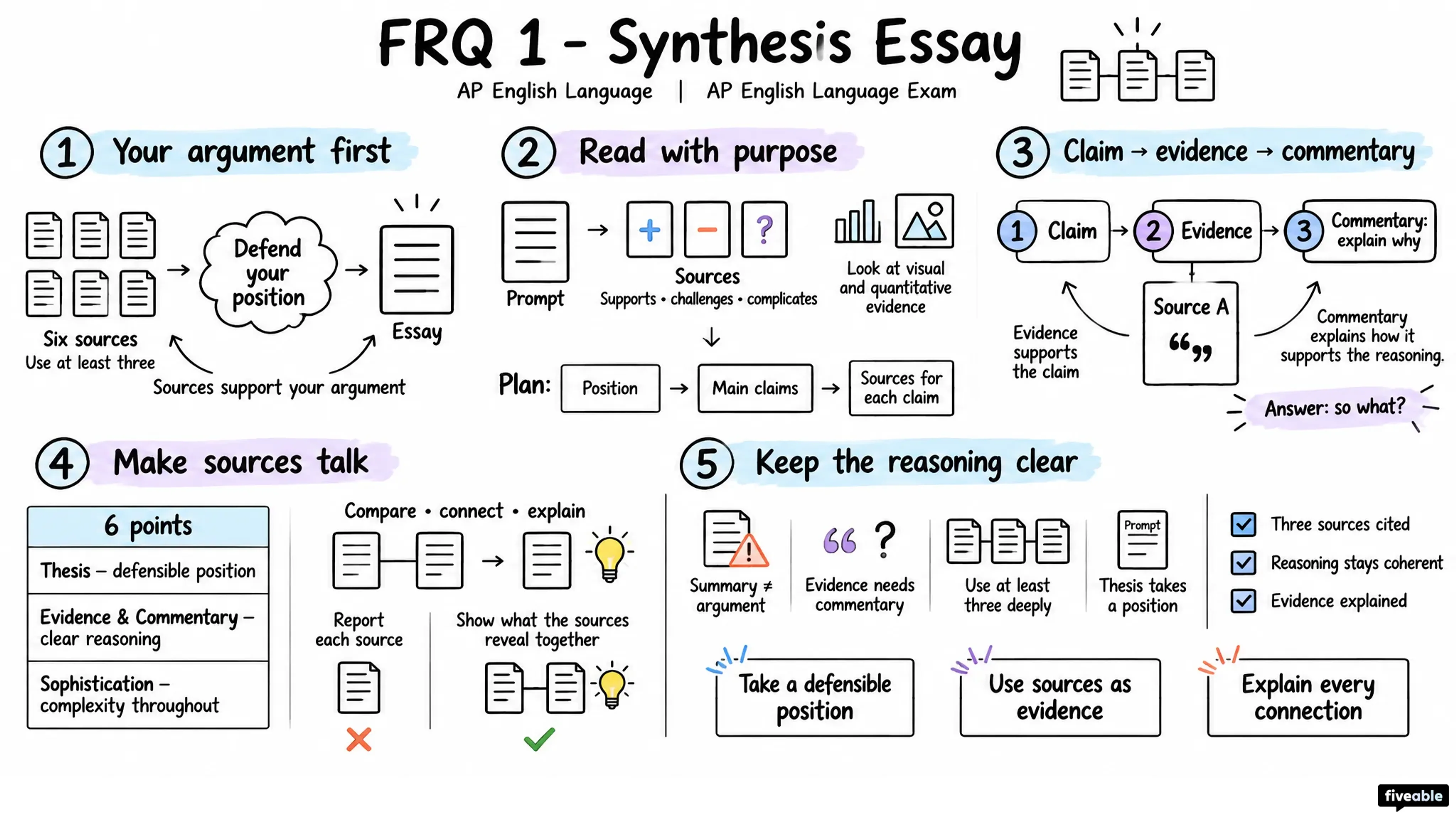 FRQ 1 – Synthesis Essay - AP English Language - AP English Language Exam visual cheatsheet