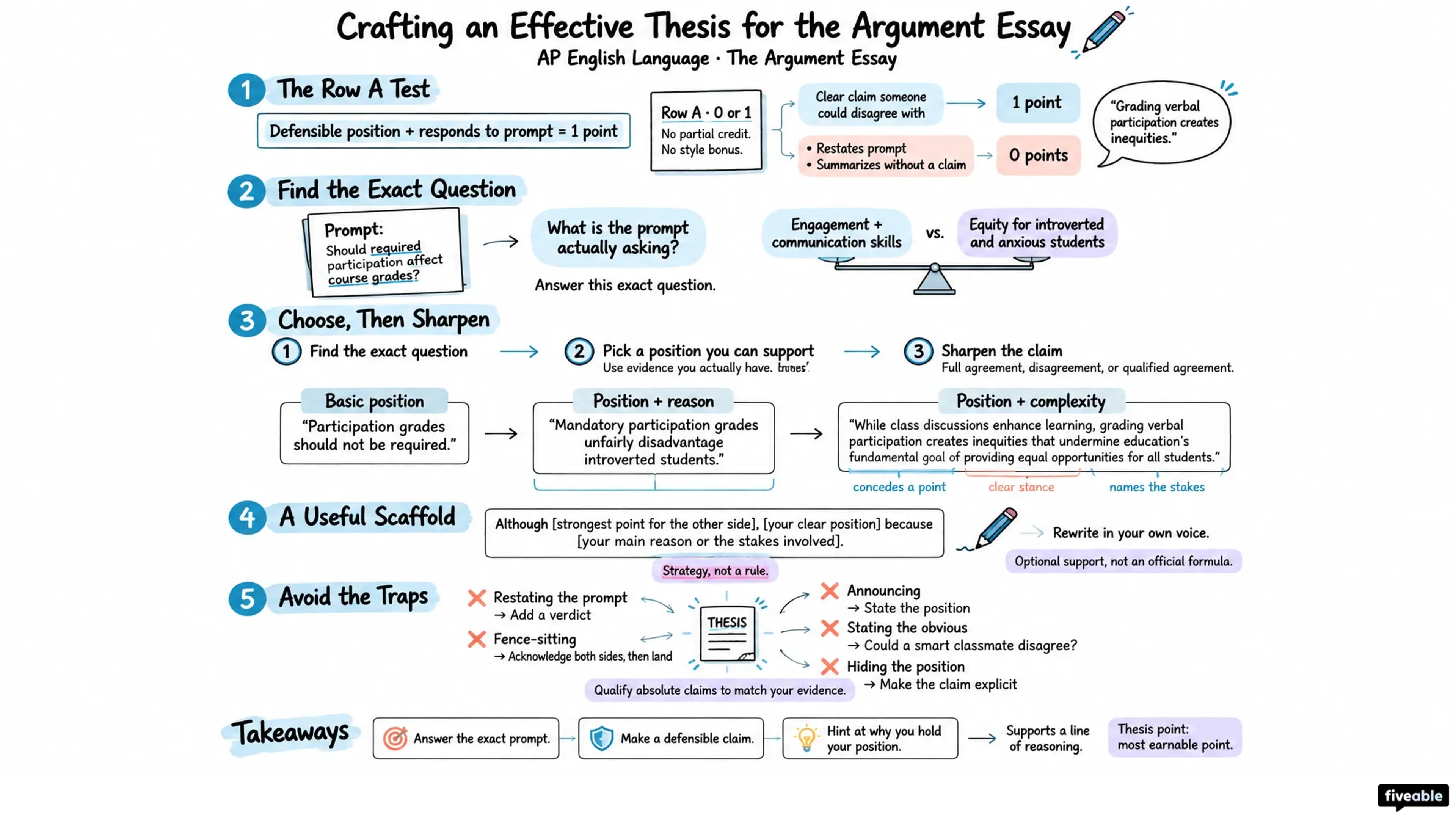 Crafting an Effective Thesis for the Argument Essay - AP English Language - Argument Essay visual cheatsheet