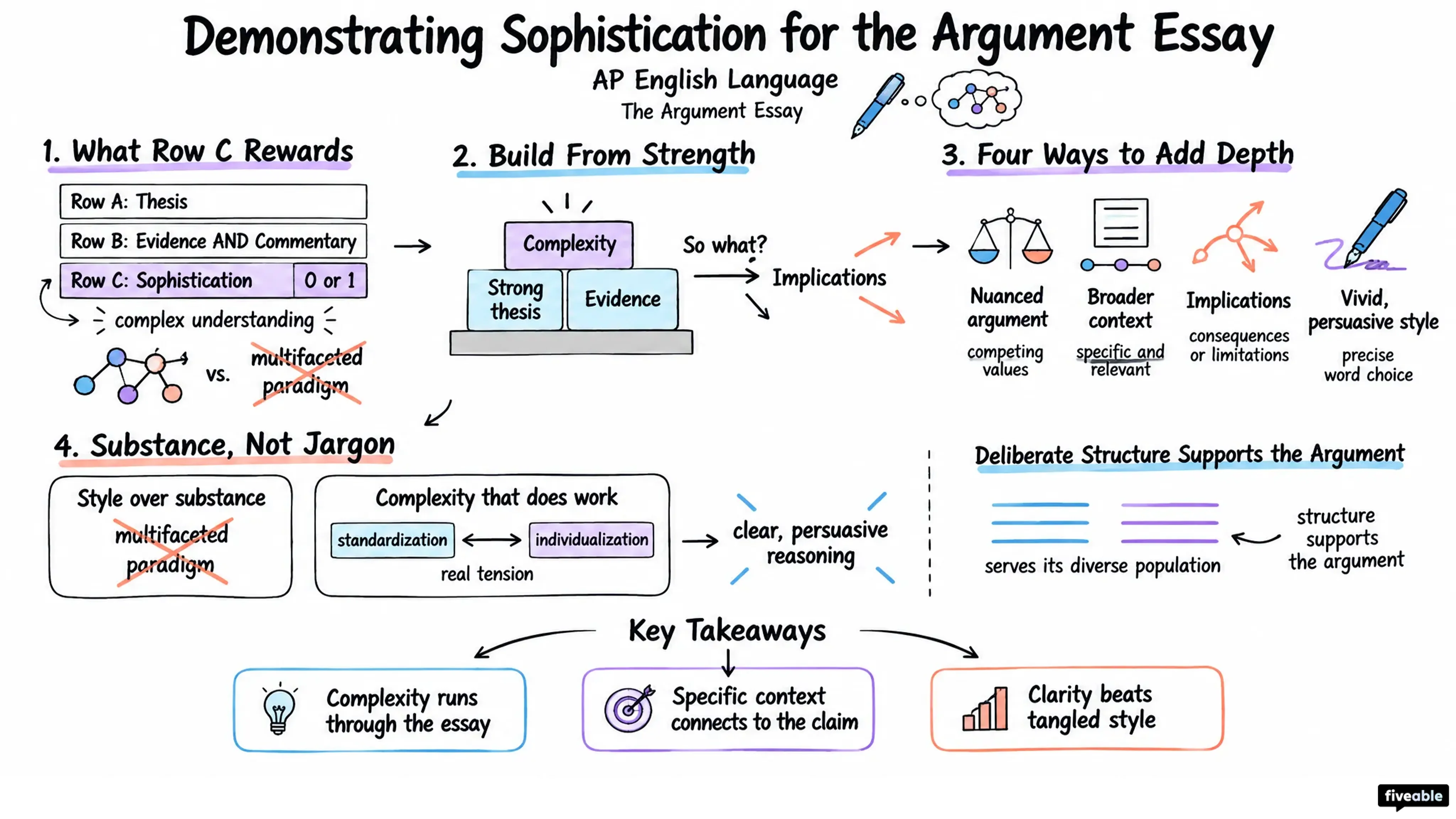 Demonstrating Sophistication for the Argument Essay - AP English Language - Argument Essay visual cheatsheet