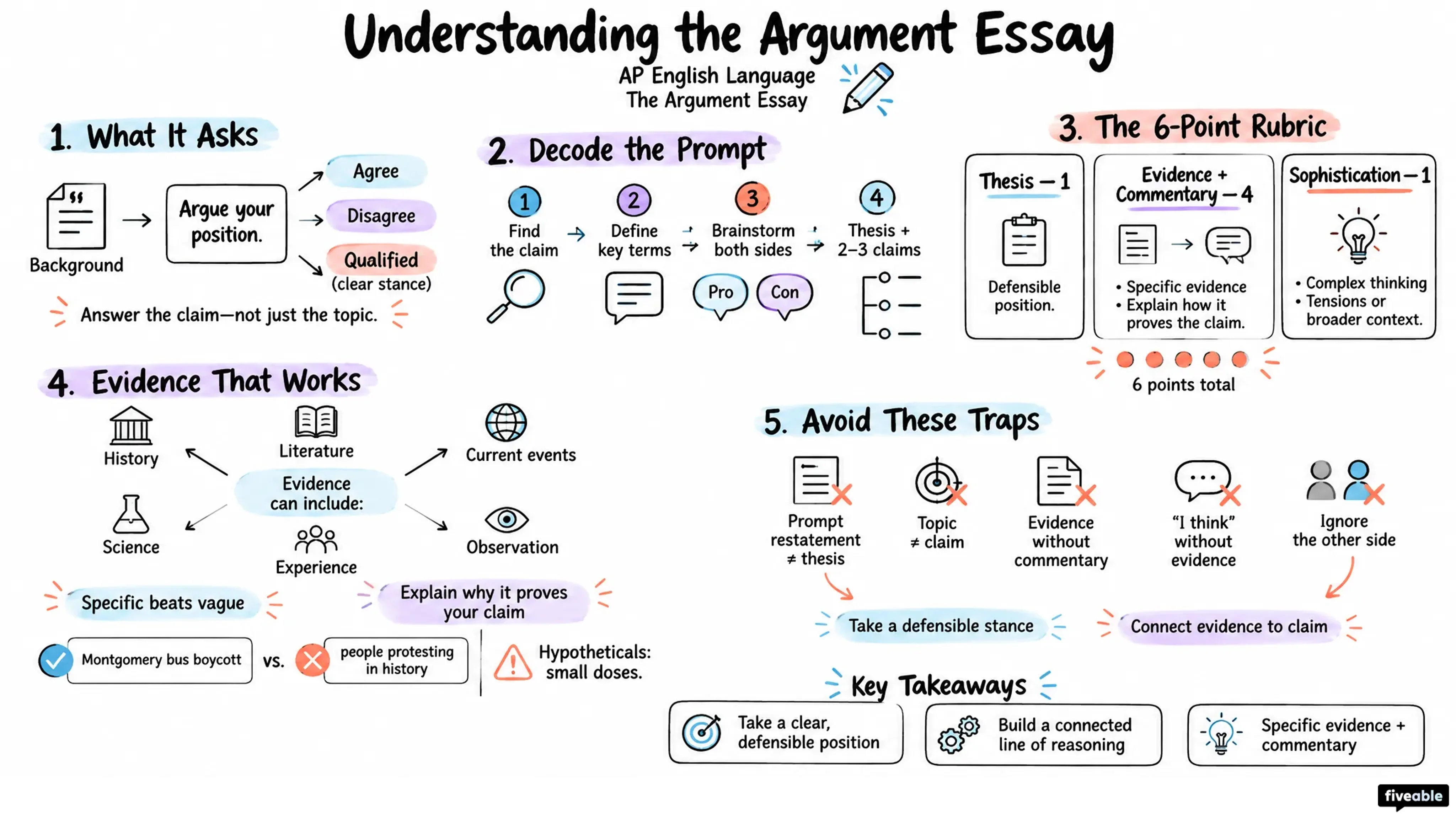Understanding the Argument Essay - AP English Language - Argument Essay visual cheatsheet