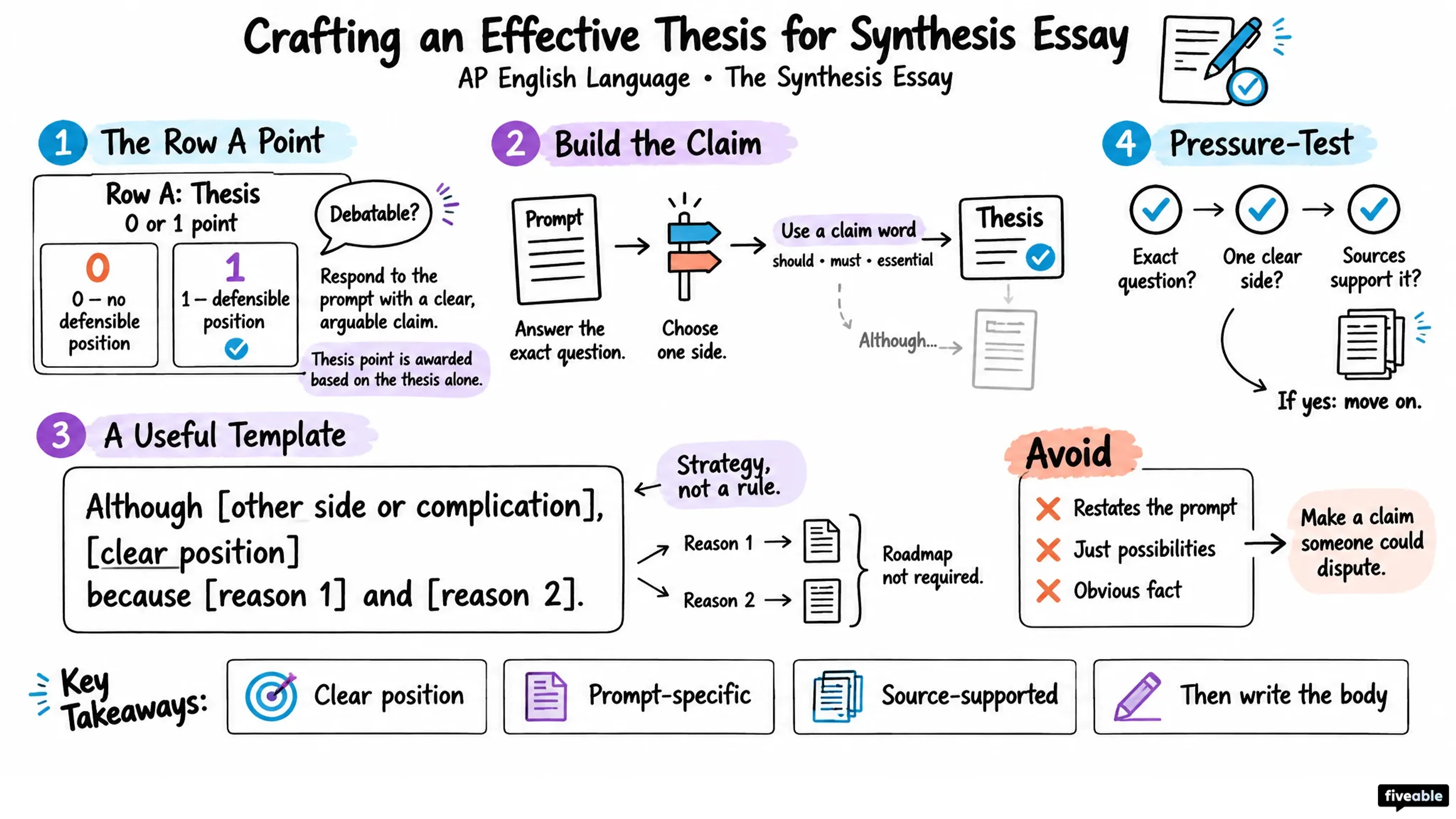 Crafting an Effective Thesis for Synthesis Essay - AP English Language - Synthesis Essay visual cheatsheet