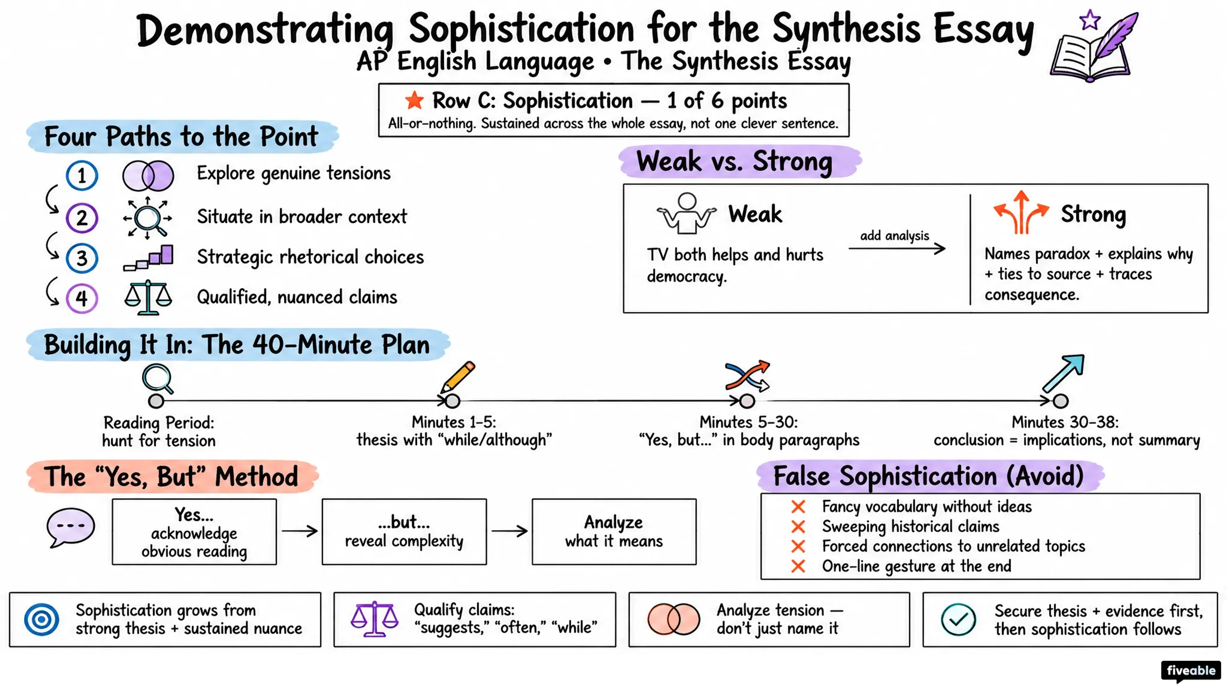 Demonstrating Sophistication for the Synthesis Essay - AP English Language - Synthesis Essay visual cheatsheet