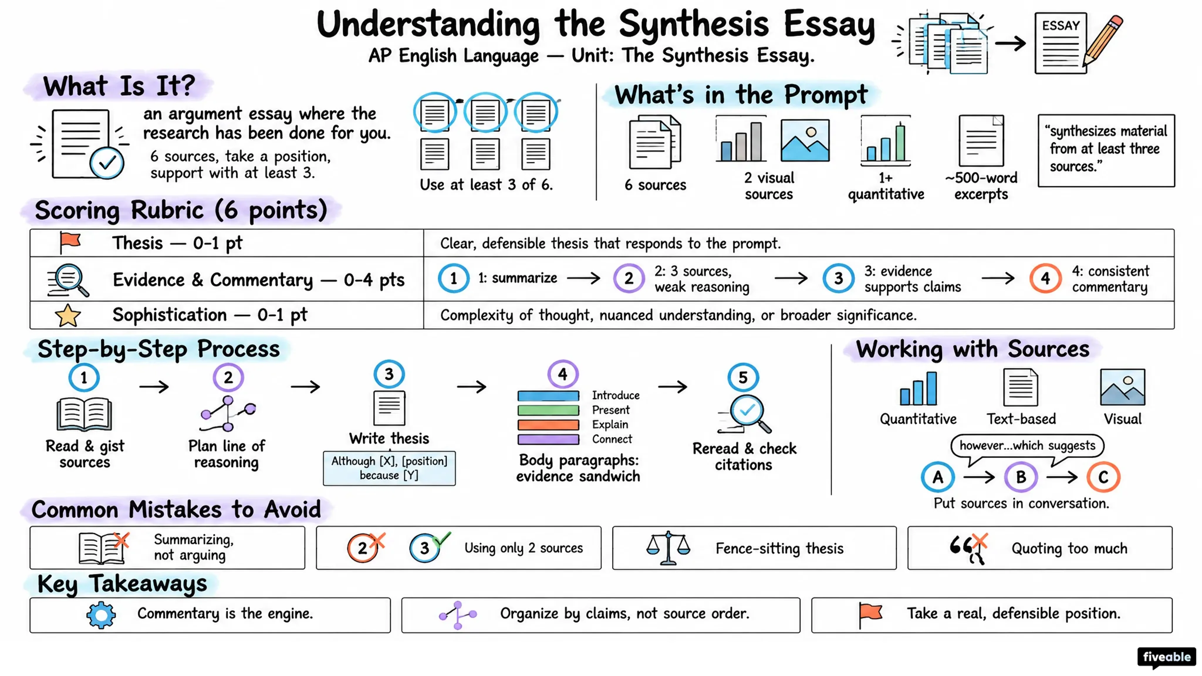 Understanding the Synthesis Essay - AP English Language - Synthesis Essay visual cheatsheet