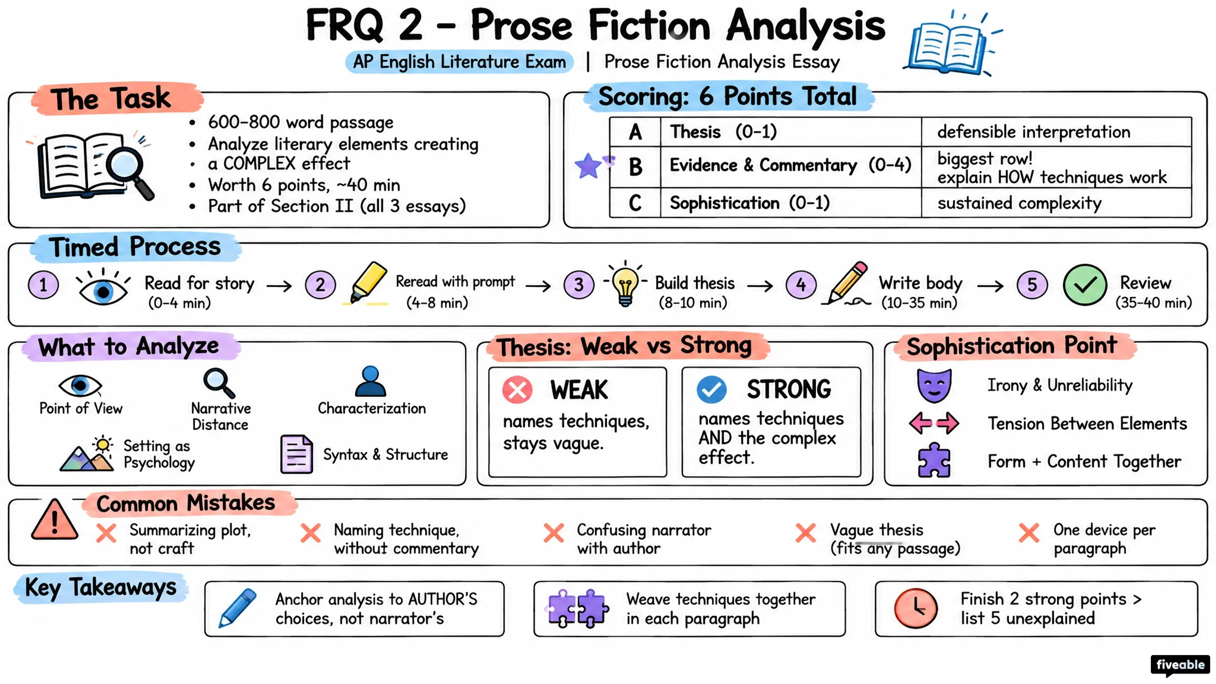 FRQ 2 – Prose Fiction Analysis - AP English Literature - AP English Literature Exam visual cheatsheet
