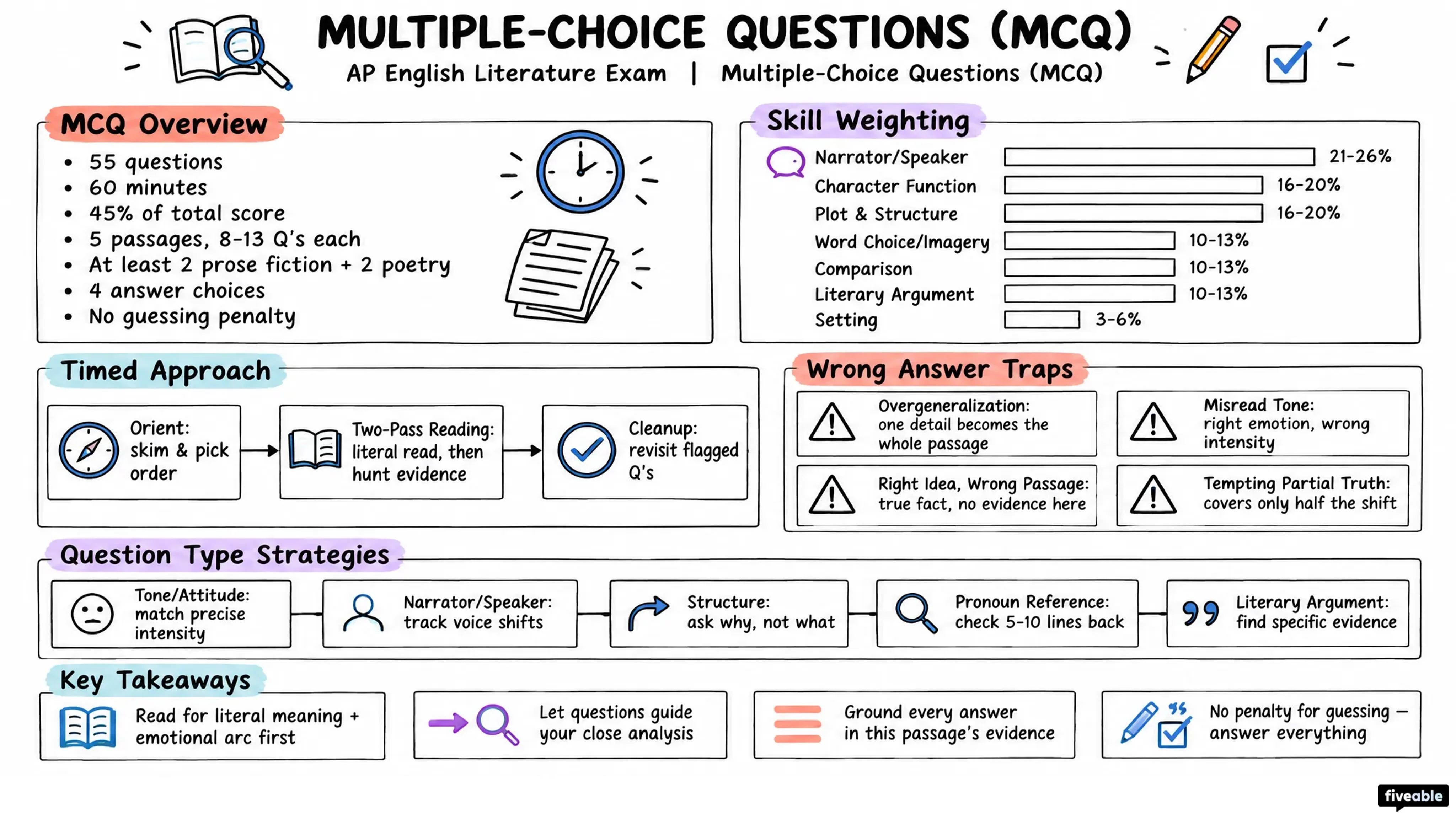 Multiple-Choice Questions (MCQ) - AP English Literature - AP English Literature Exam visual cheatsheet