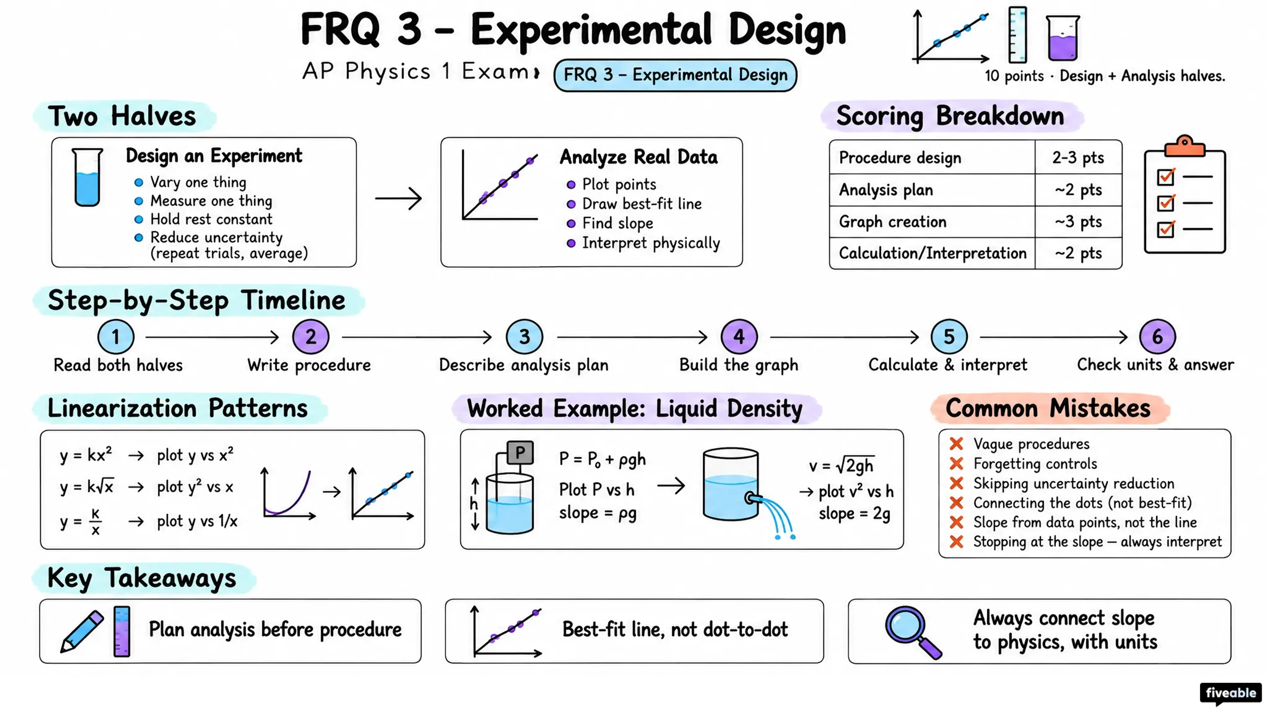 FRQ 3 – Experimental Design - AP Physics 1 - AP Physics 1 Exam visual cheatsheet