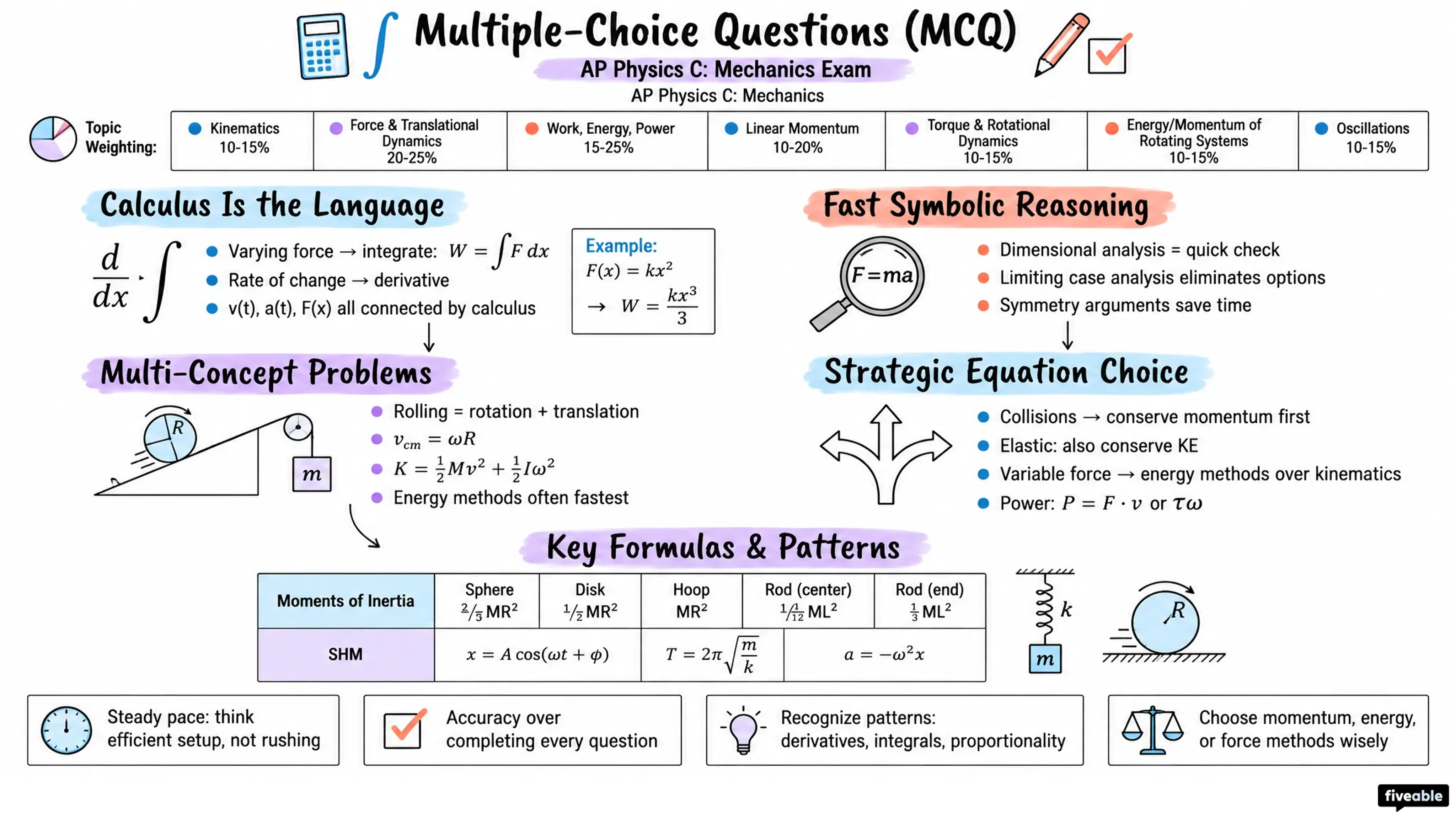 Multiple-Choice Questions (MCQ) - AP Physics C: Mechanics - AP Physics C Mechanics Exam visual cheatsheet