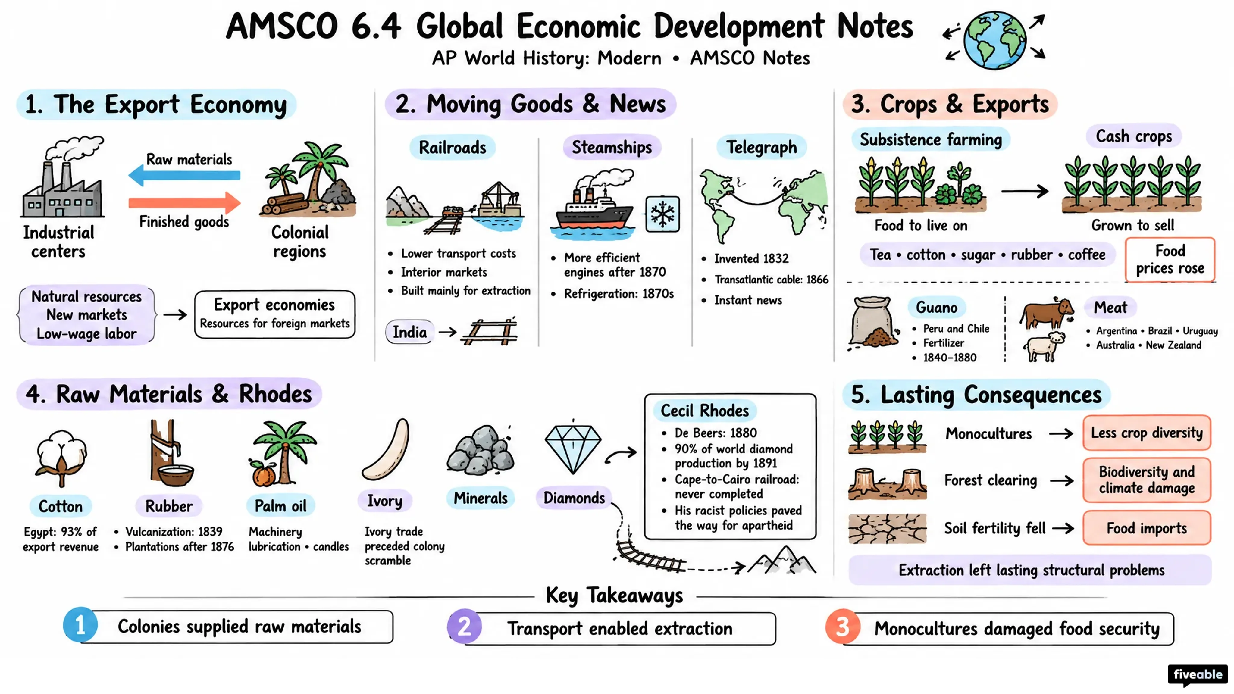 AMSCO 6.4 Global Economic Development Notes - AP World History - Amsco Notes visual cheatsheet