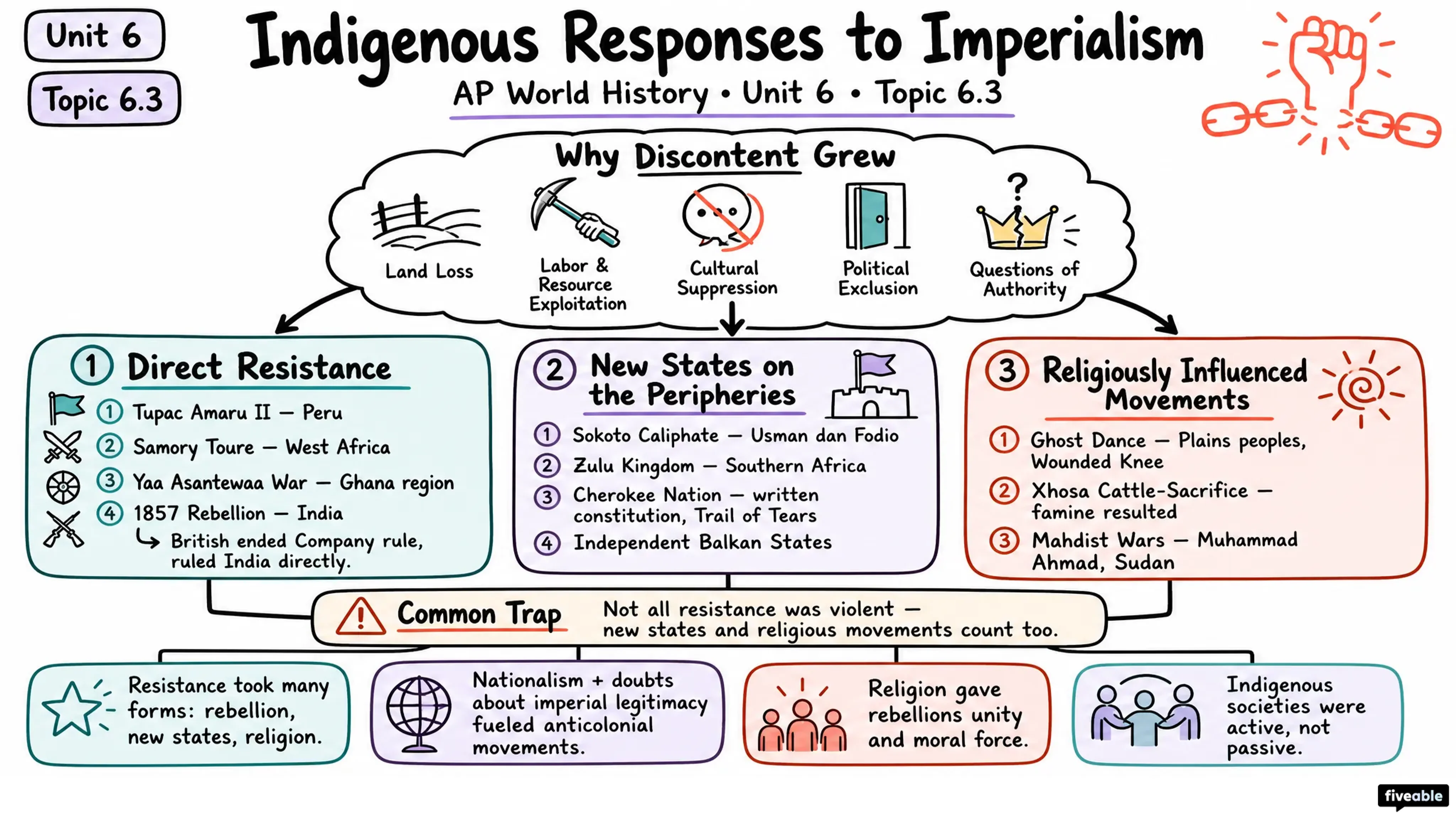 6.3 Indigenous Responses to Imperialism - AP World History - Unit 6 visual cheatsheet