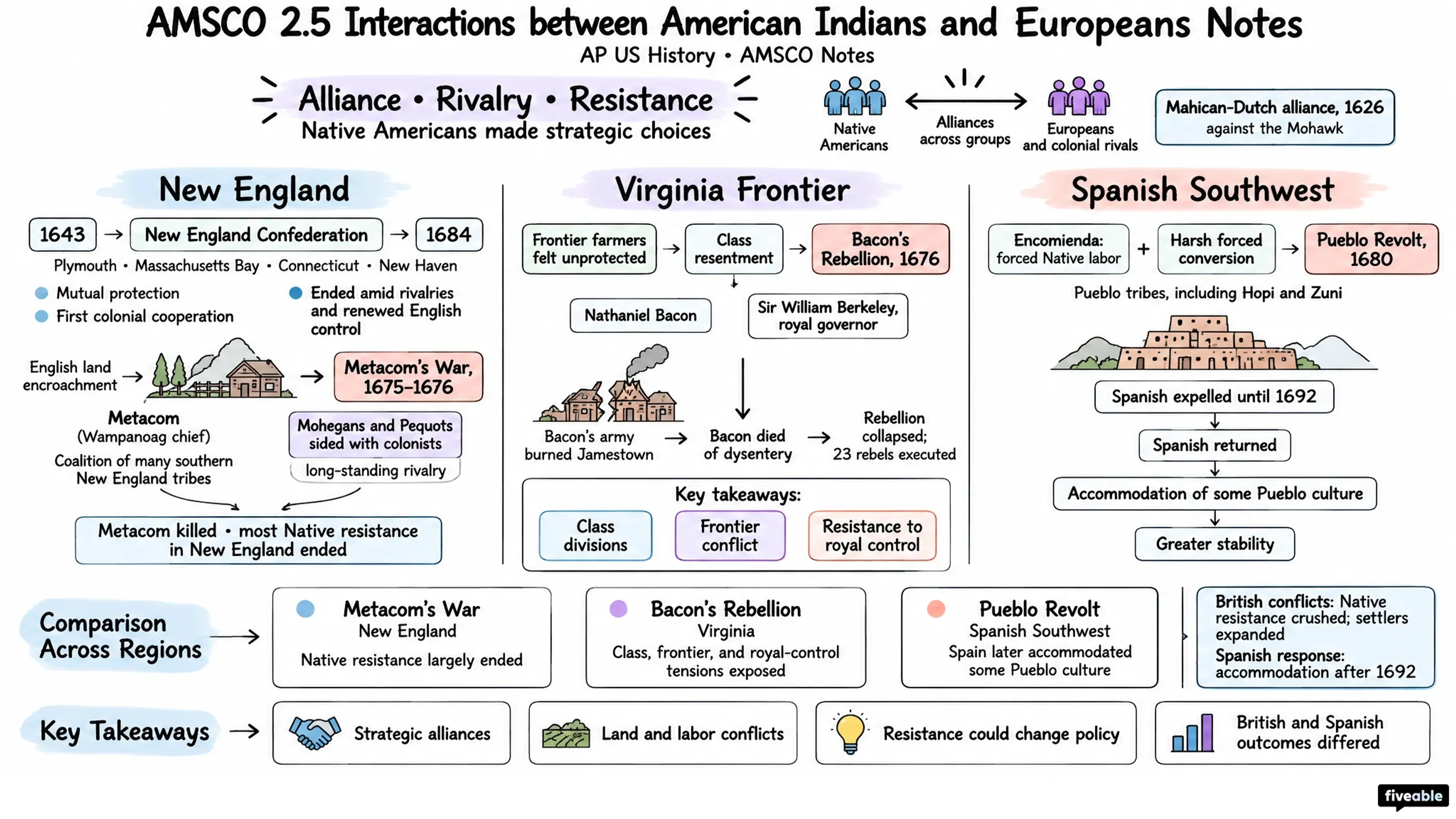 AMSCO 2.5 Interactions between American Indians and Europeans Notes - AP US History - Amsco Notes visual cheatsheet