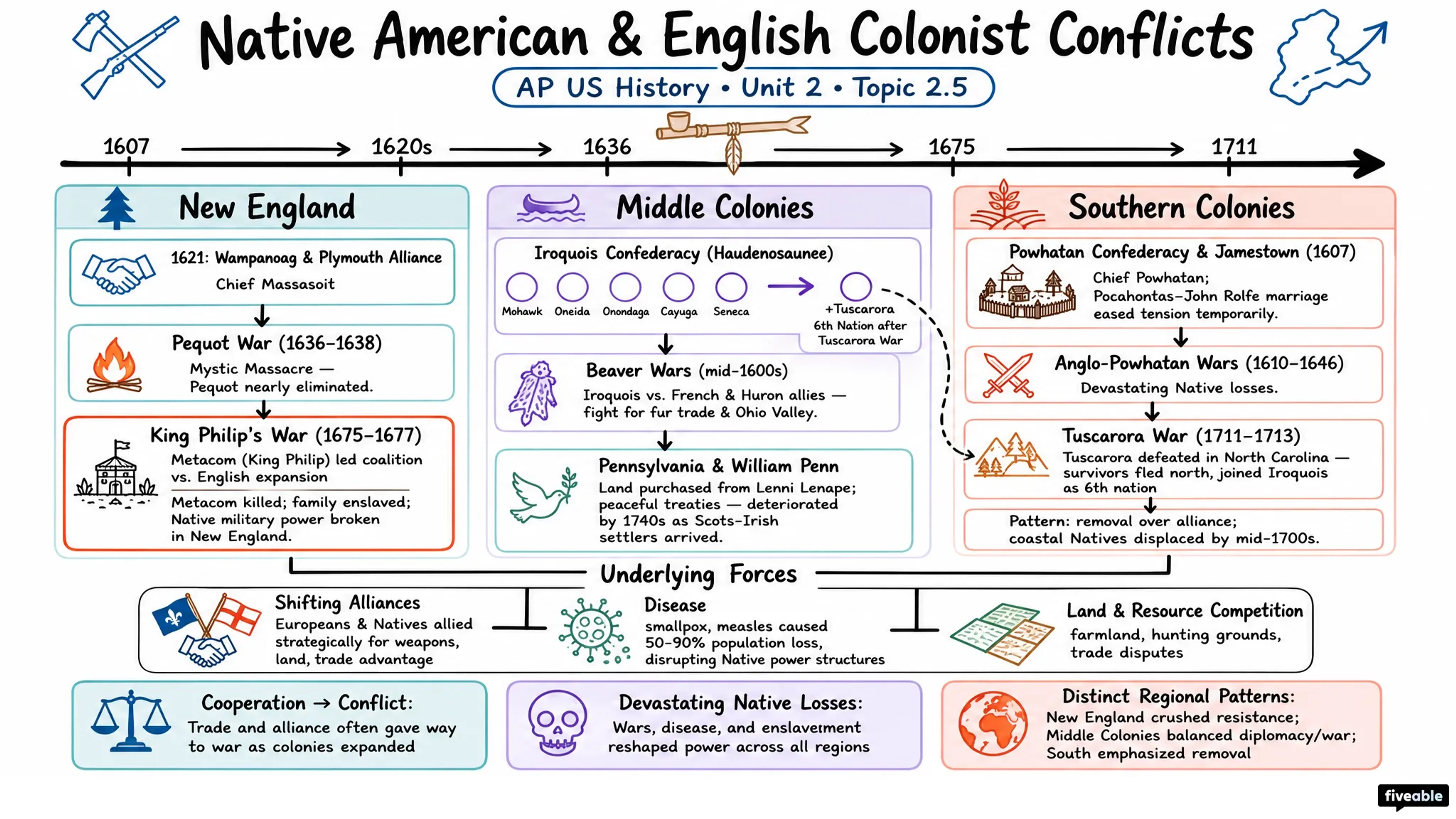 2.5 Interactions between Native Americans and Europeans - AP US History - Unit 2 visual cheatsheet