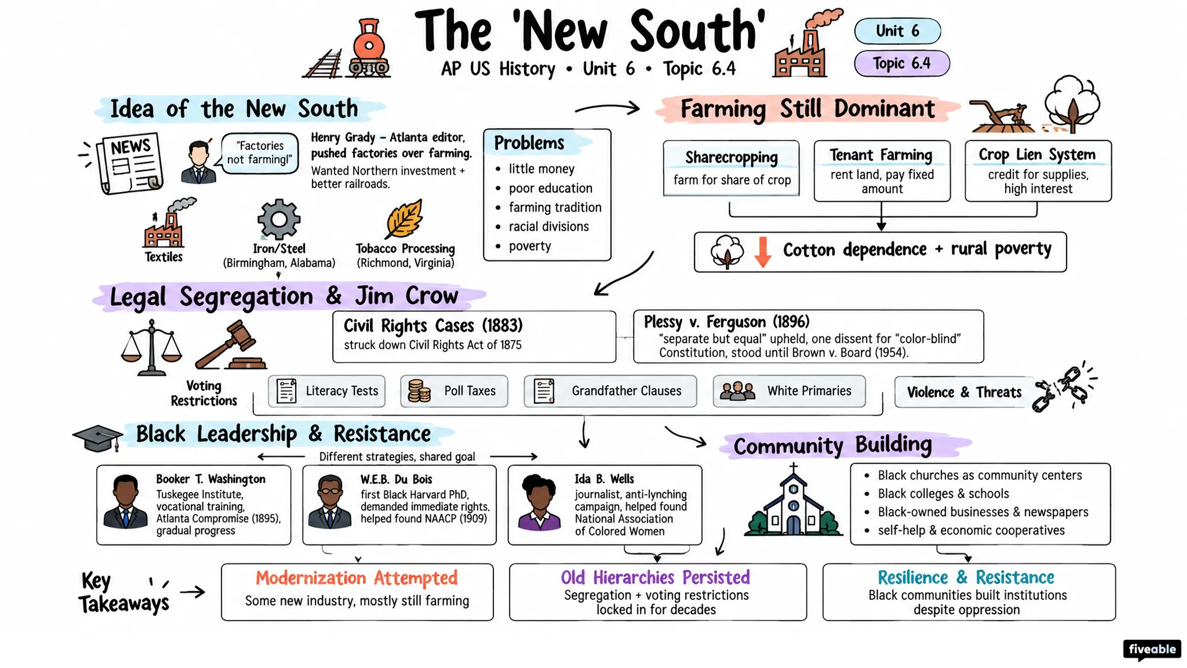 6.4 The "New South" - AP US History - Unit 6 visual cheatsheet