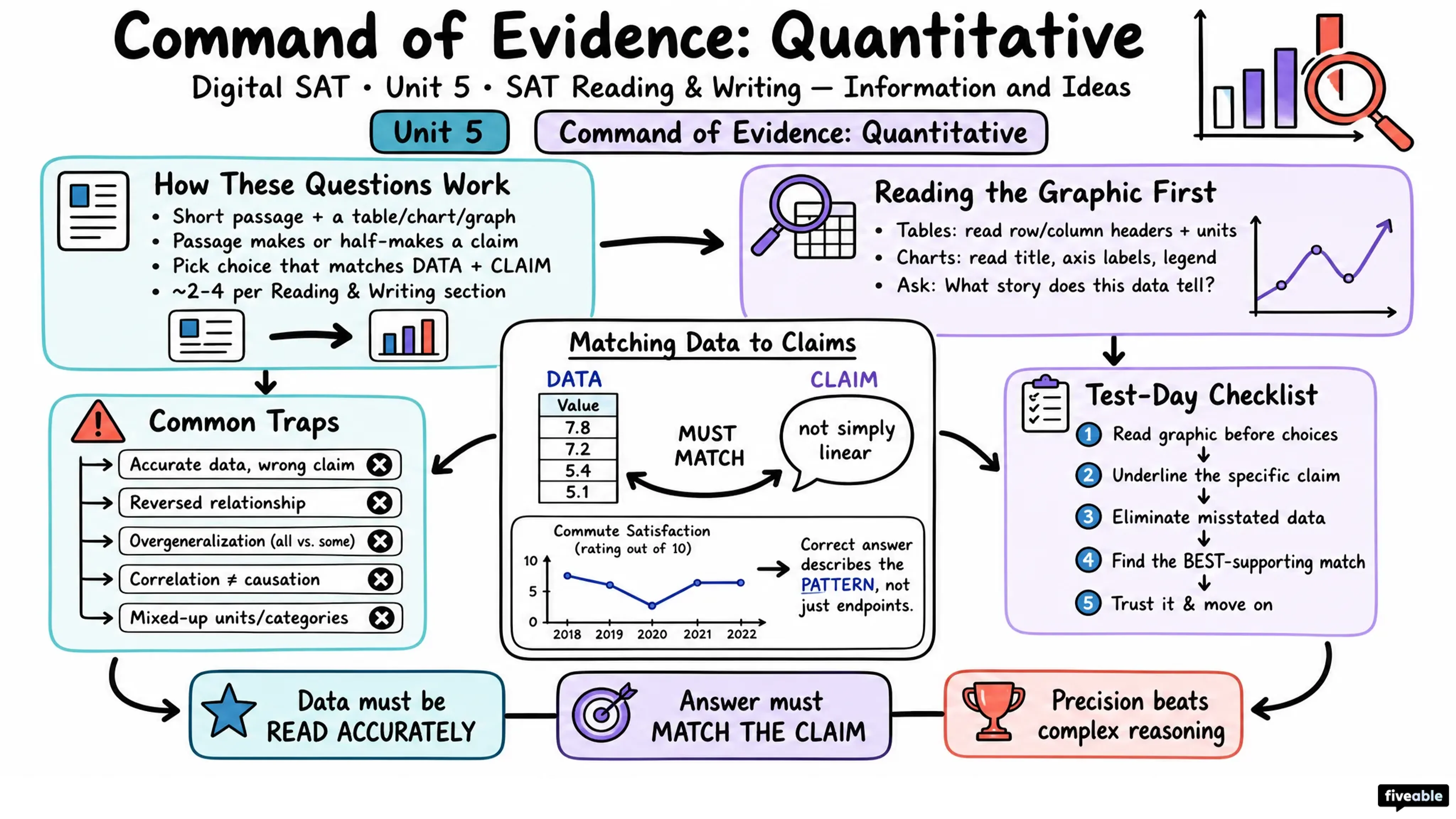 Command of Evidence: Quantitative - Digital SAT - Unit 5 visual cheatsheet