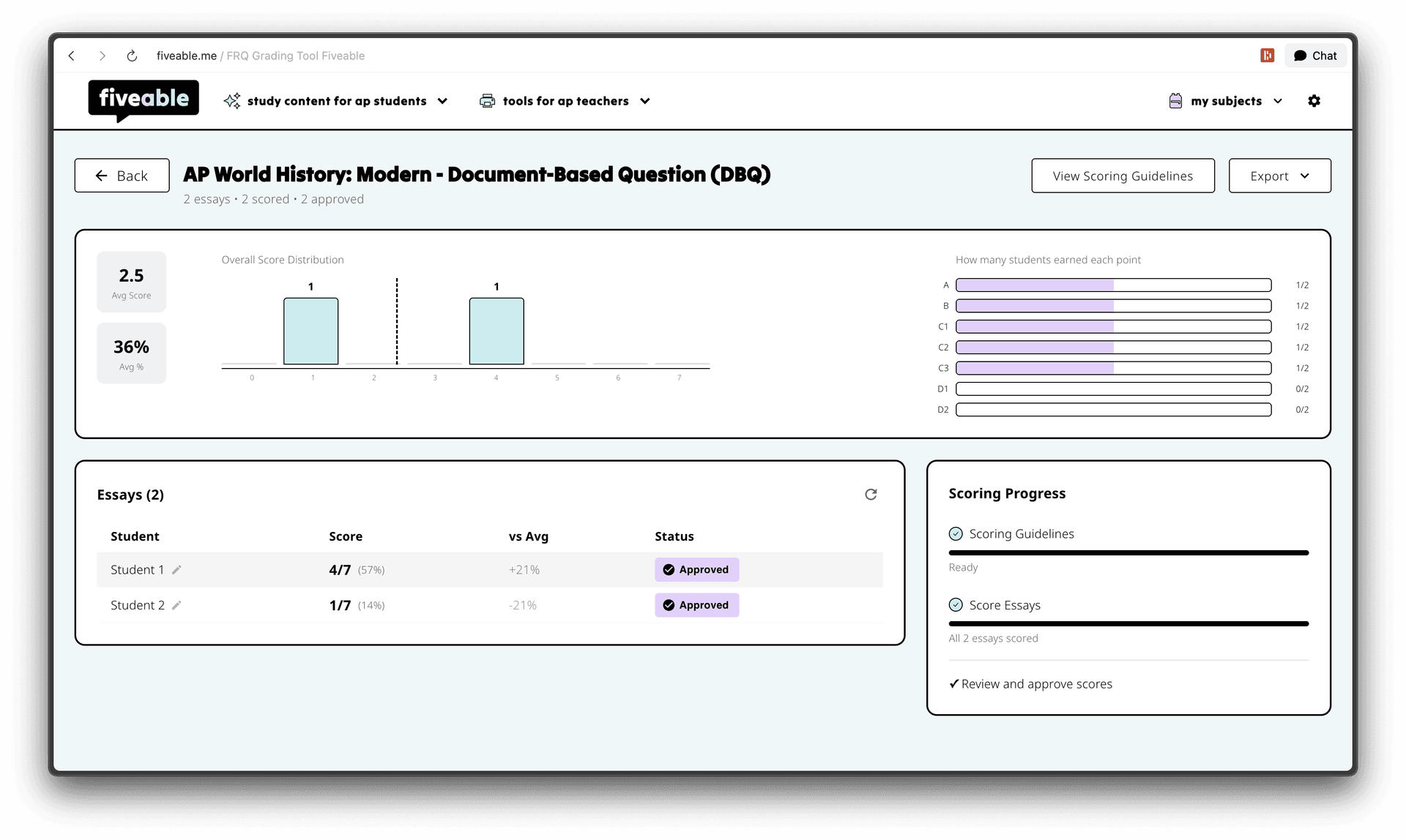 teachers can now grade FRQs in bulk with AI
