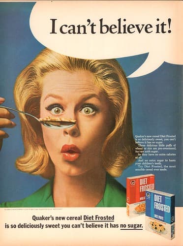 Early television gender stereotypes, 1965 Quaker Diet Frosted Advertisement with Elizabeth Mont… | Flickr