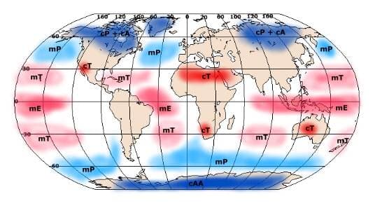Source regions and thermodynamic properties, Air Temperature and Air Mass Movement