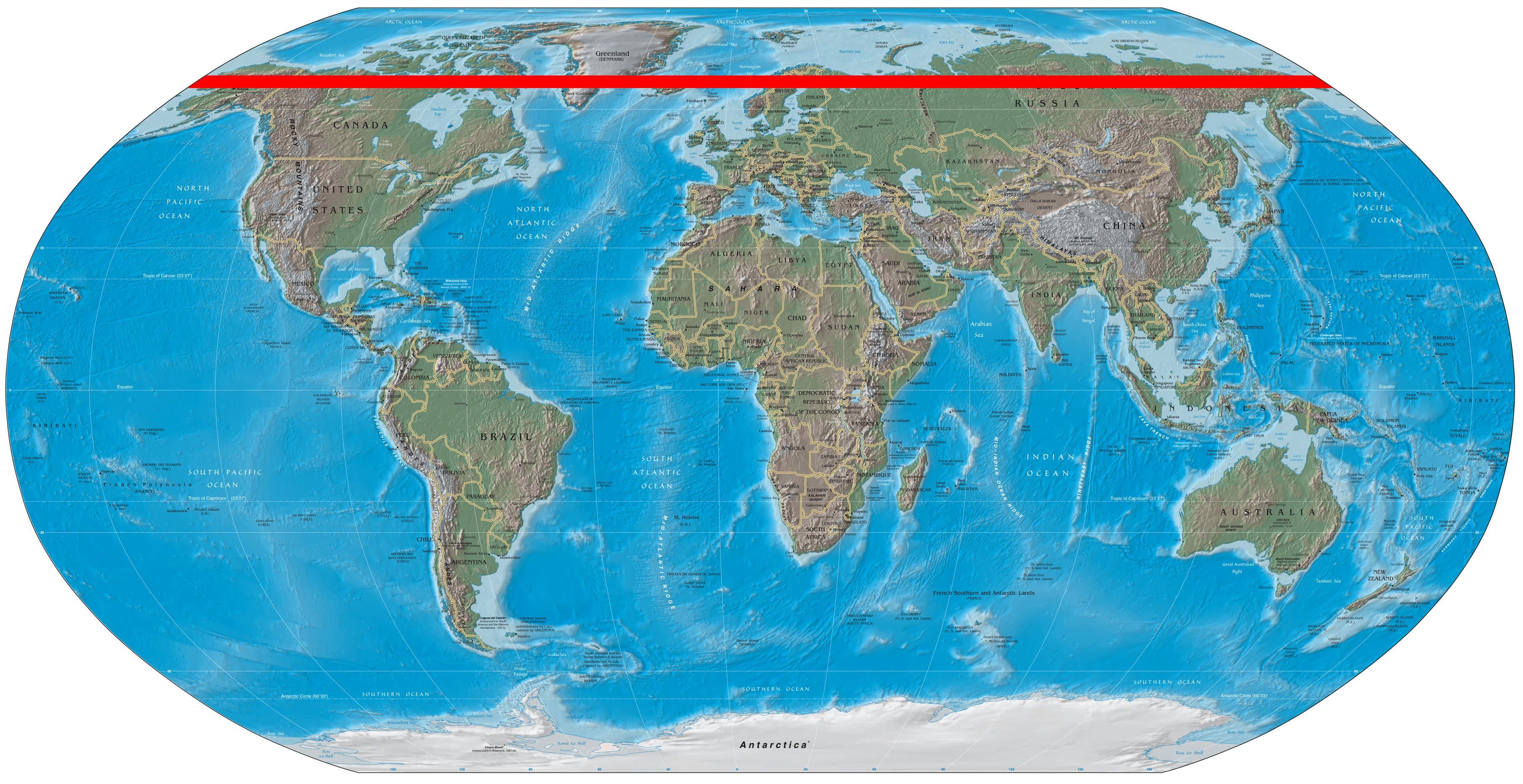 Location and Hemispheres, File:World map with arctic circle.jpg - Wikipedia