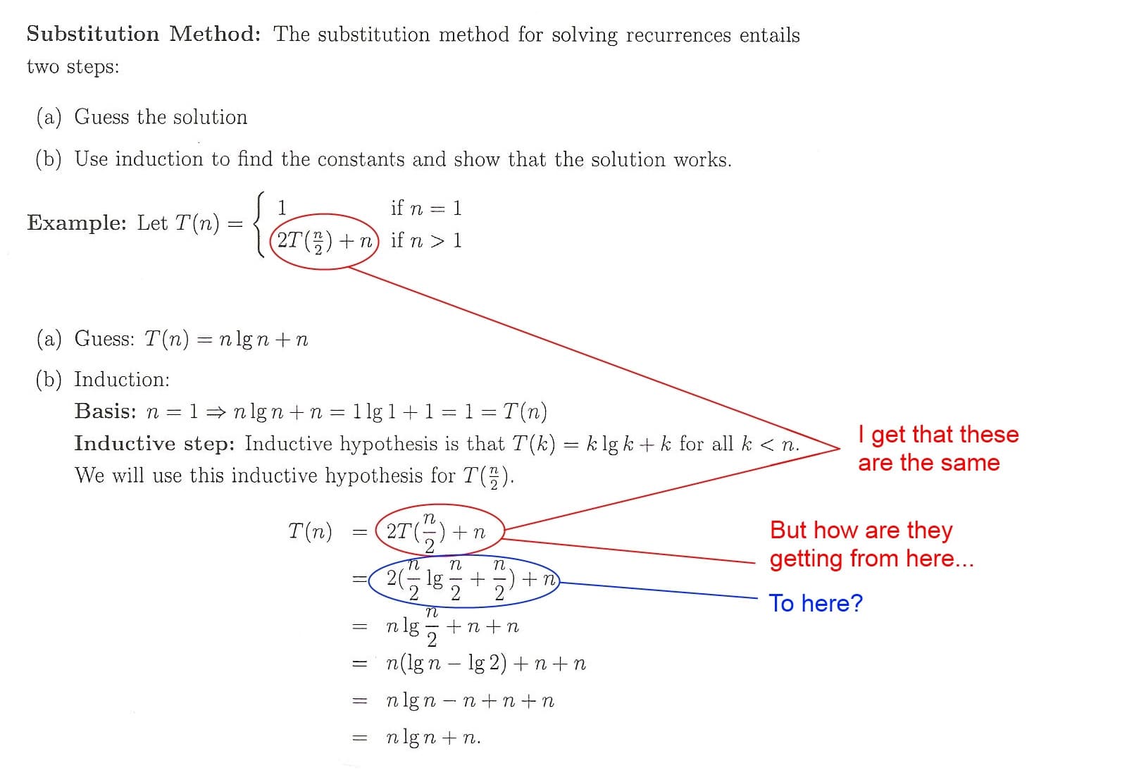 Definition and Basic Properties, algorithms - Solving recurrences with the Substitution Method - Mathematics Stack Exchange