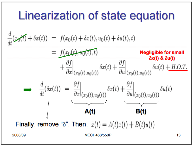 Key components, control theory - Derivation for state equation linearization - Mathematics Stack Exchange
