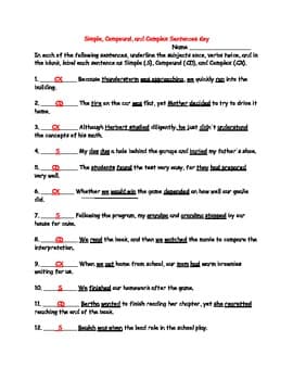 Classification of sentence structures, Simple, Compound, and Complex Sentences by Julie's Classroom | TPT