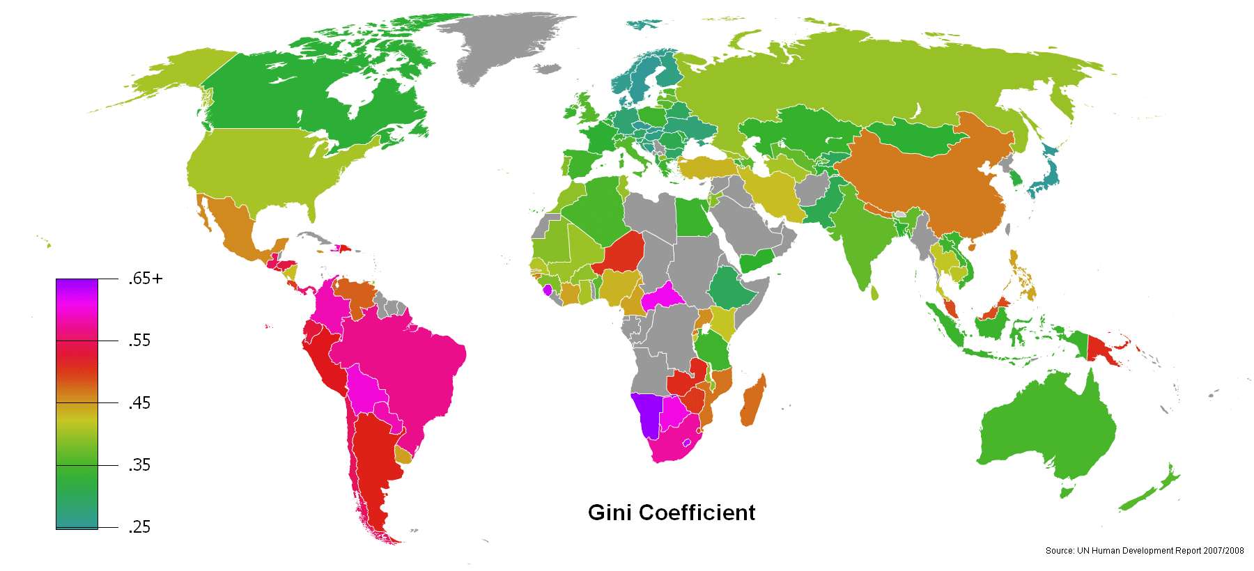 Comparing economic welfare with GDP, File:Gini Coefficient World Human Development Report 2007-2008.png - Wikimedia Commons