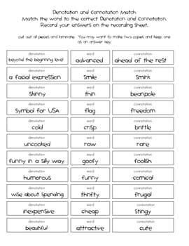 Defining Denotation and Connotation, Denotation and Connotation by Gina Andersen | TPT