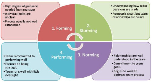 Development of group cohesiveness, Modelo de cinco etapas de desarrollo grupal