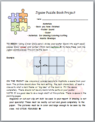 Elements of a novel, Middle School Matters Blog: Jigsaw Puzzle Book Project