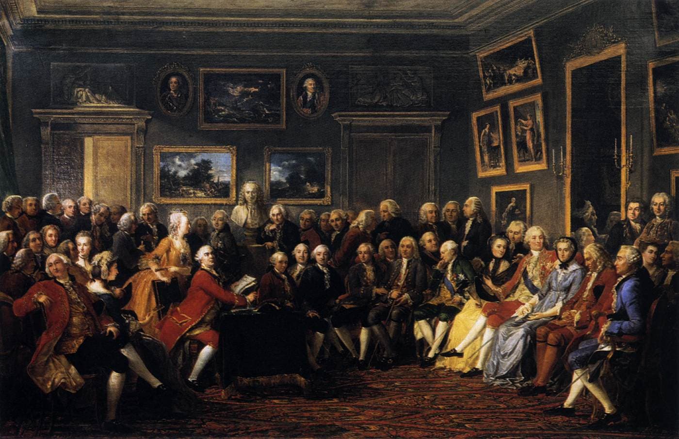 Emergence and Significance of Scientific Academies, File:Anicet-Charles-Gabriel Lemonnier - In the Salon of Madame Geoffrin in 1755 - WGA12652.jpg ...