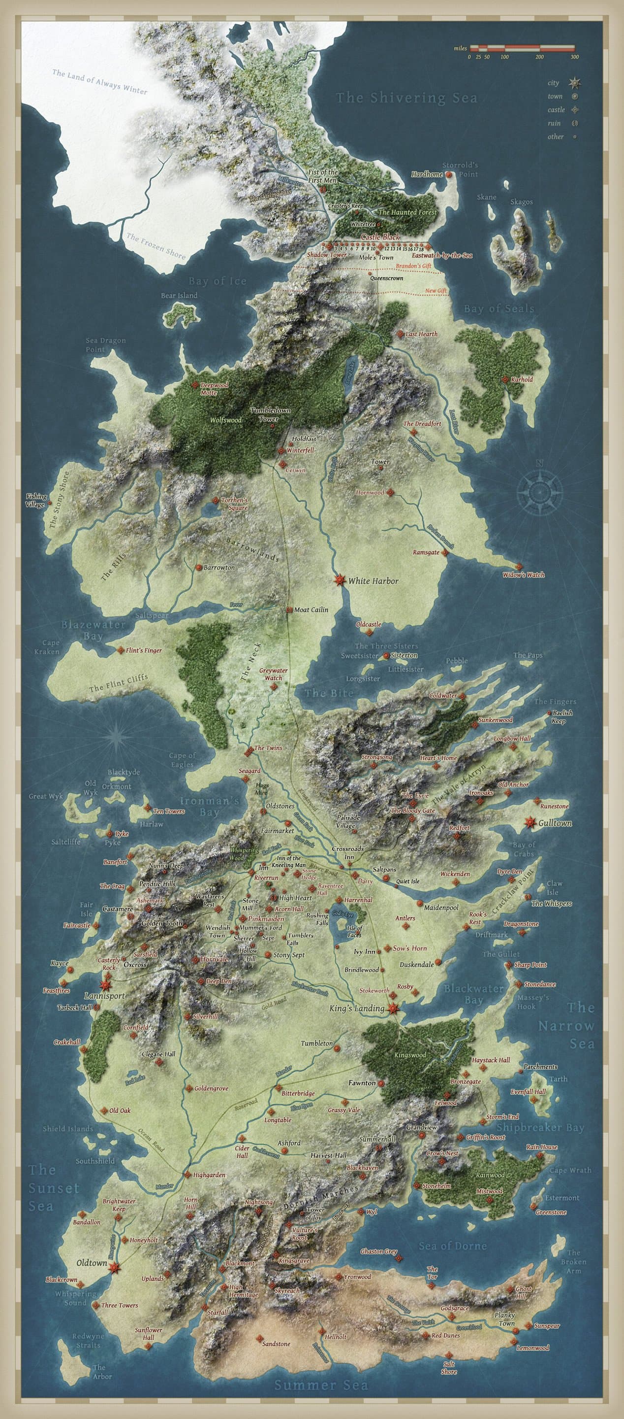 Fictional Universe and Geography, File:Map of westeros.jpg - A Wiki of Ice and Fire