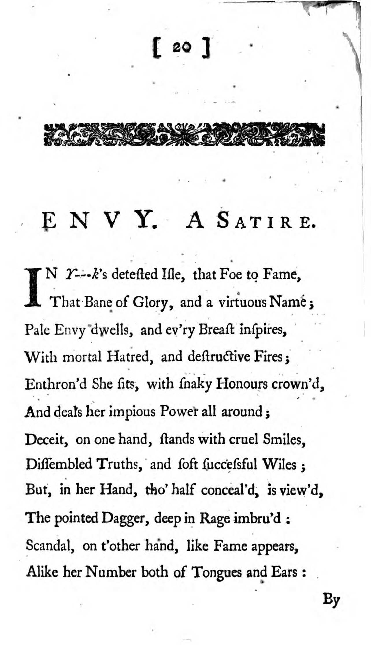 Formal Elements and Themes, Eighteenth-Century Poetry Archive / Works / ENVY. A SATIRE. (Charlotte Lennox (née Ramsay))