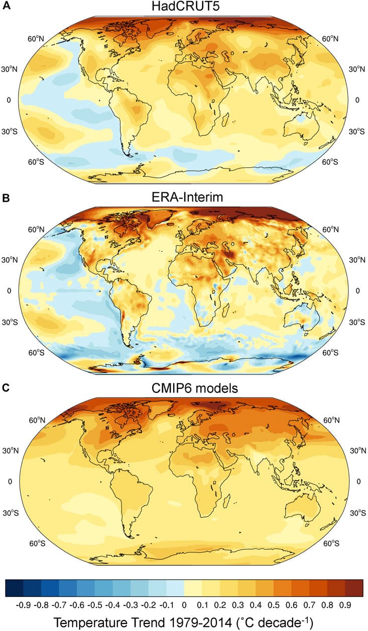 Global temperature increase, Frontiers | Contributions to Polar Amplification in CMIP5 and CMIP6 Models