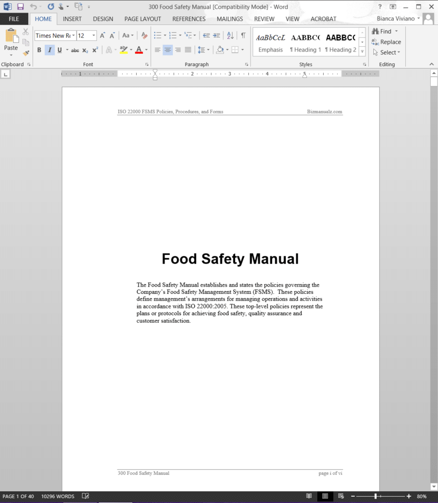Hazard Analysis and Critical Control Points (HACCP), Food Safety Manual | HACCP ISO 22000 Policies