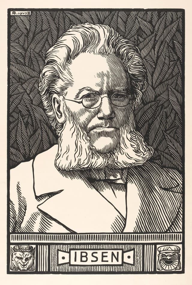 Social Critique and Moral Hypocrisy, Henrik Ibsen. Woodcut by R. Bryden, 1899. | Wellcome Collection