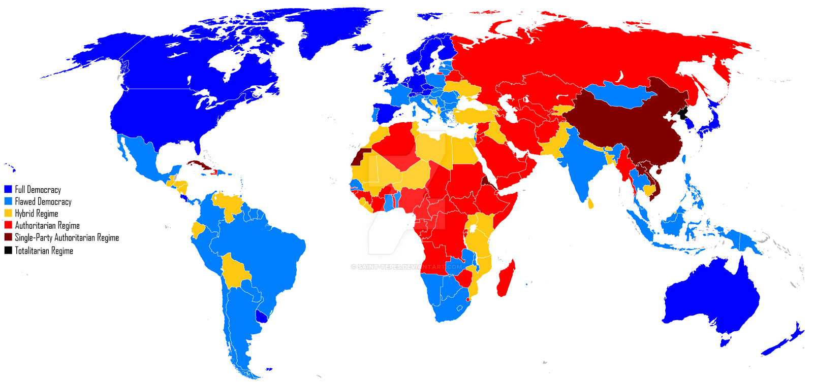 Defining Hybrid Regimes, Democracy map 2012 by Saint-Tepes on DeviantArt