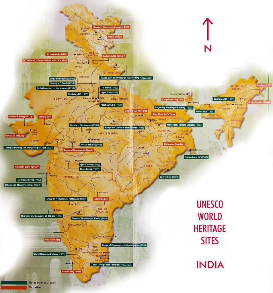 Laws and conventions for heritage management, map of UNESCO world heritage sites, india | see large size, … | Flickr