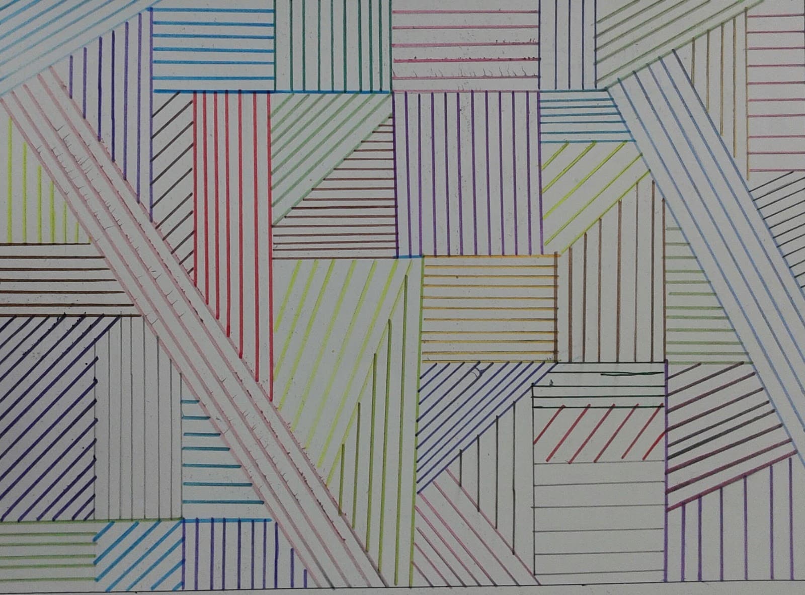 Line, Geometry and Arts: 2017-18. Compositions using straight and curved lines. Examples